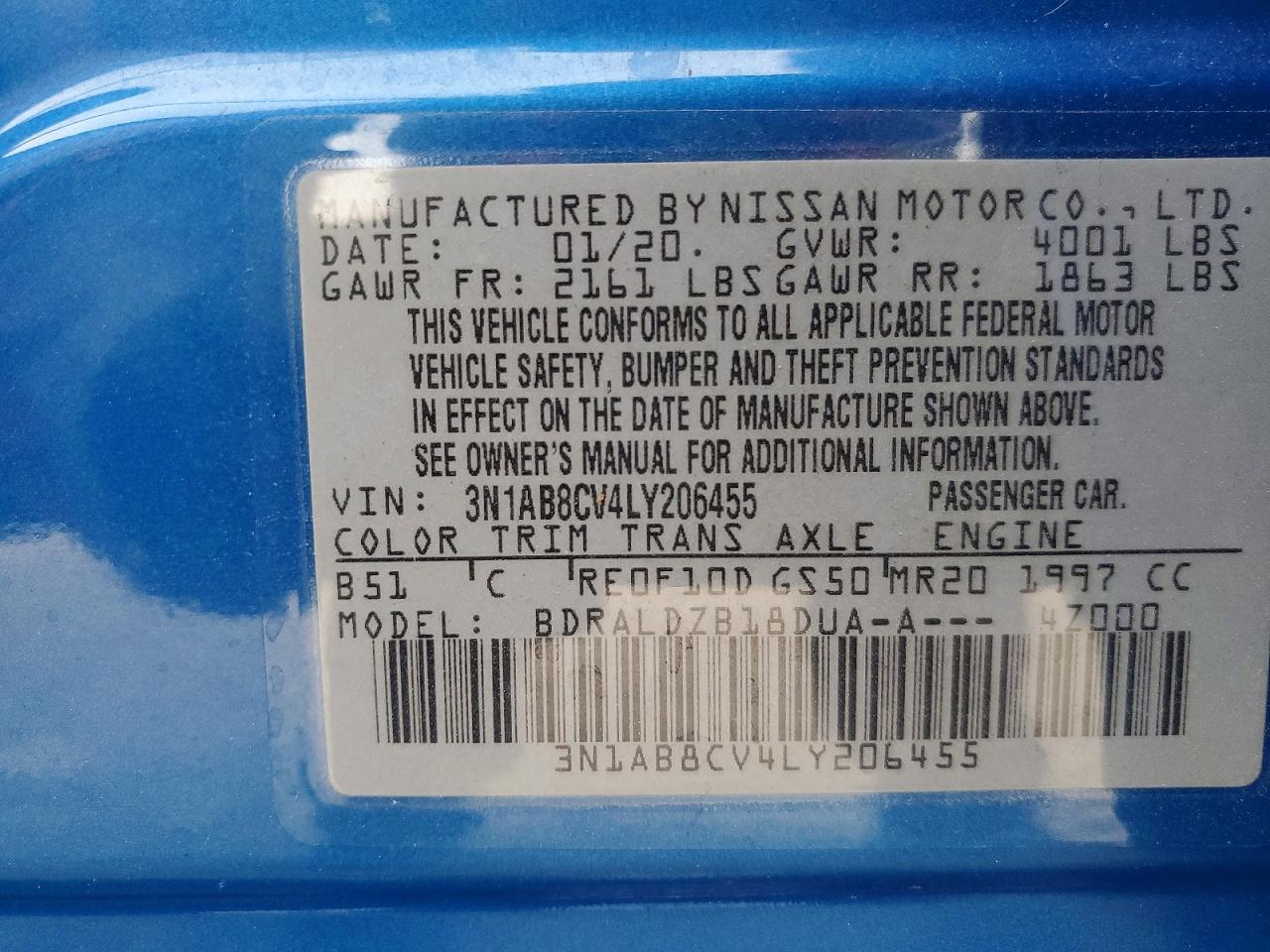 2020 Nissan Sentra Sv Синий vin: 3N1AB8CV4LY206455