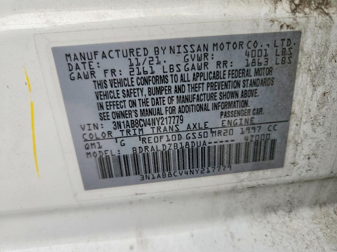 2022 Nissan Sentra Sv Белый vin: 3N1AB8CV4NY217779