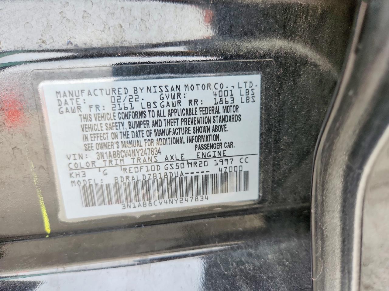 2022 Nissan Sentra Sv Black vin: 3N1AB8CV4NY247834