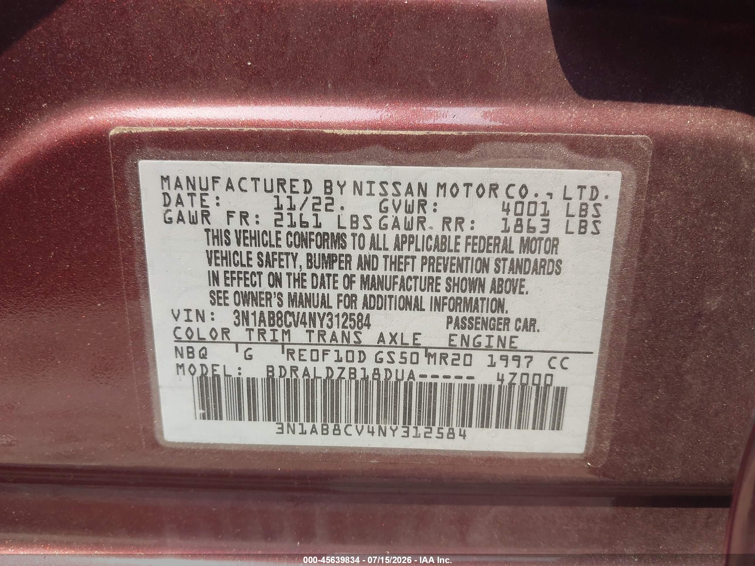 2022 Nissan Sentra Sv Xtronic Cvt Maroon vin: 3N1AB8CV4NY312584