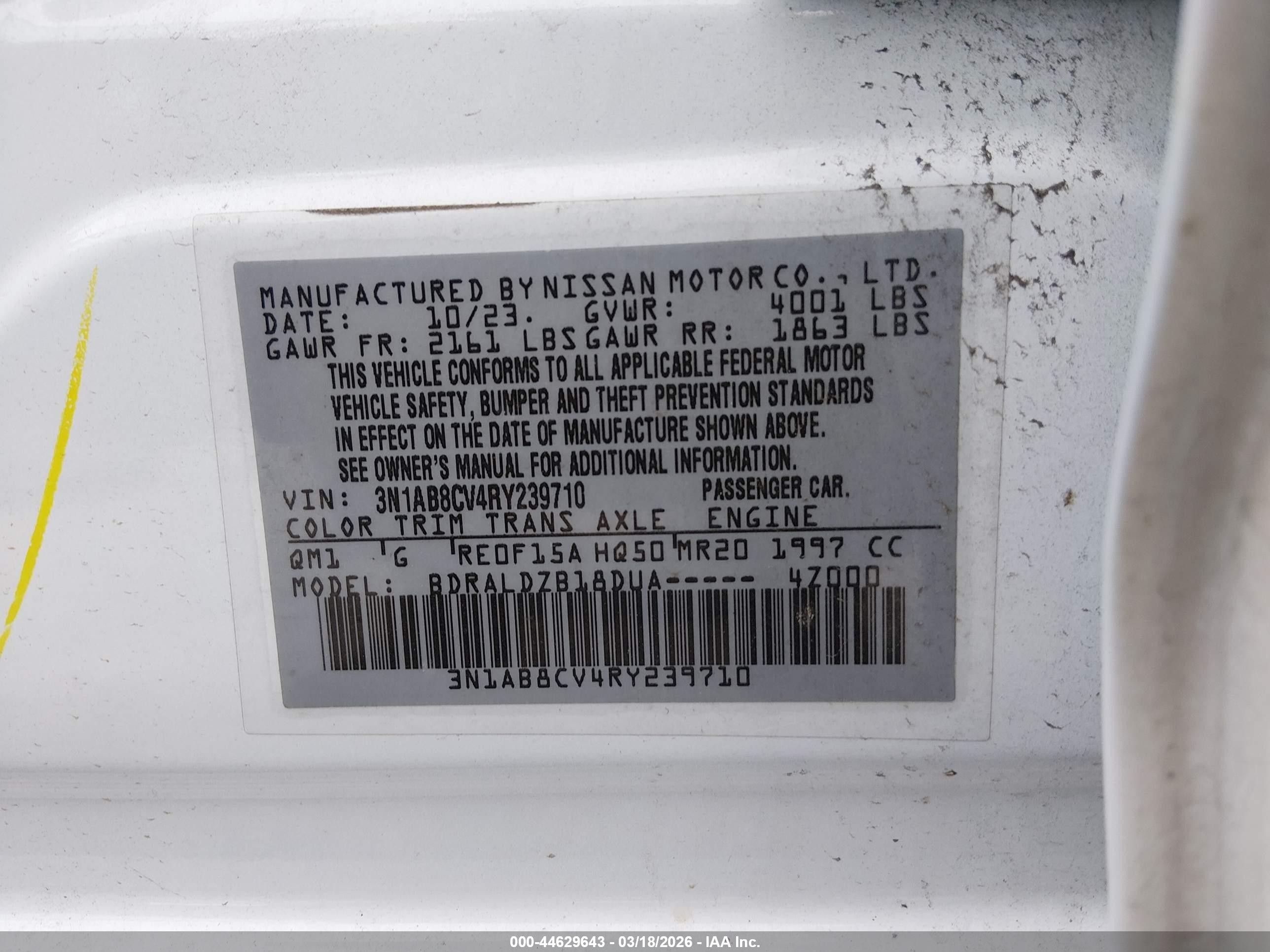 2024 Nissan Sentra Sv Xtronic Cvt Белый vin: 3N1AB8CV4RY239710