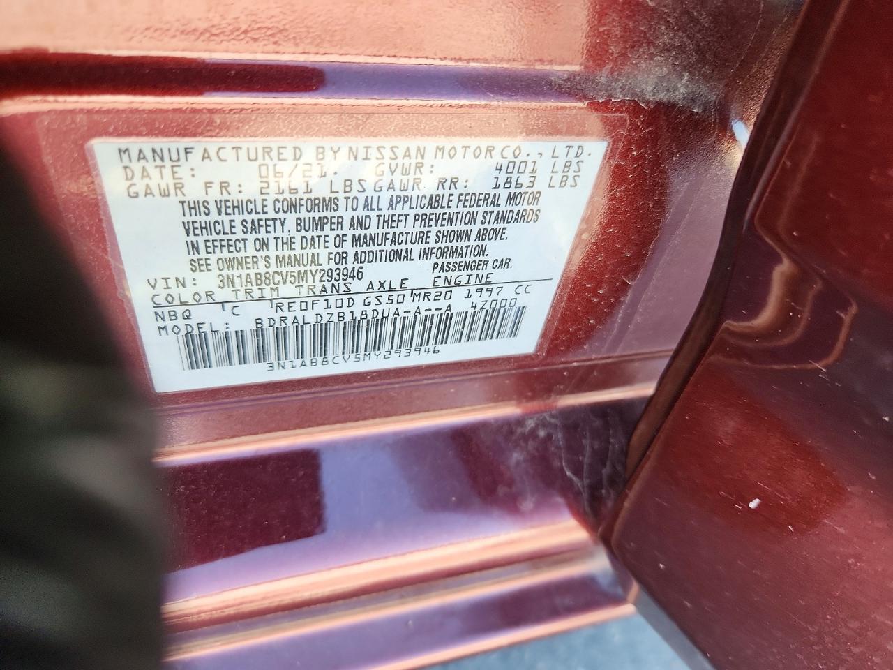 2021 Nissan Sentra Maroon vin: 3N1AB8CV5MY293946