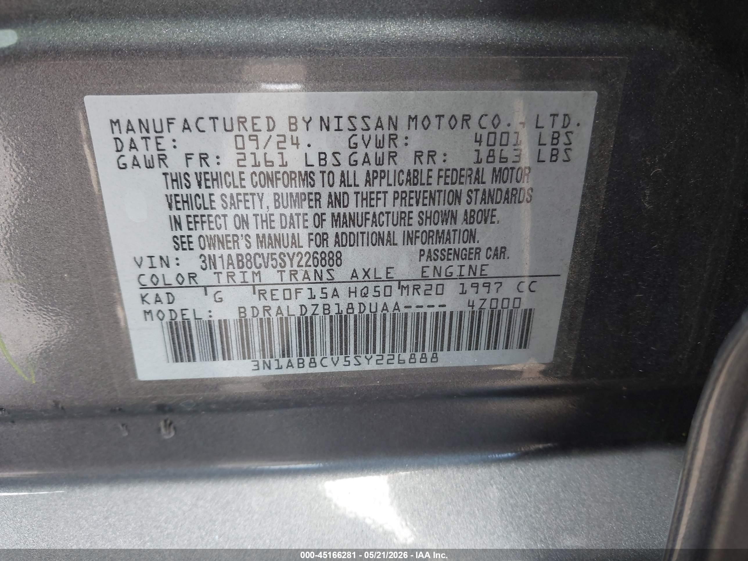 2025 Nissan Sentra Sv Gray vin: 3N1AB8CV5SY226888