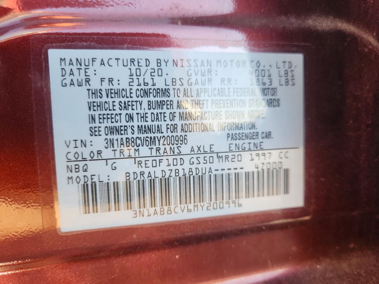 2021 Nissan Sentra Sv Red vin: 3N1AB8CV6MY200996