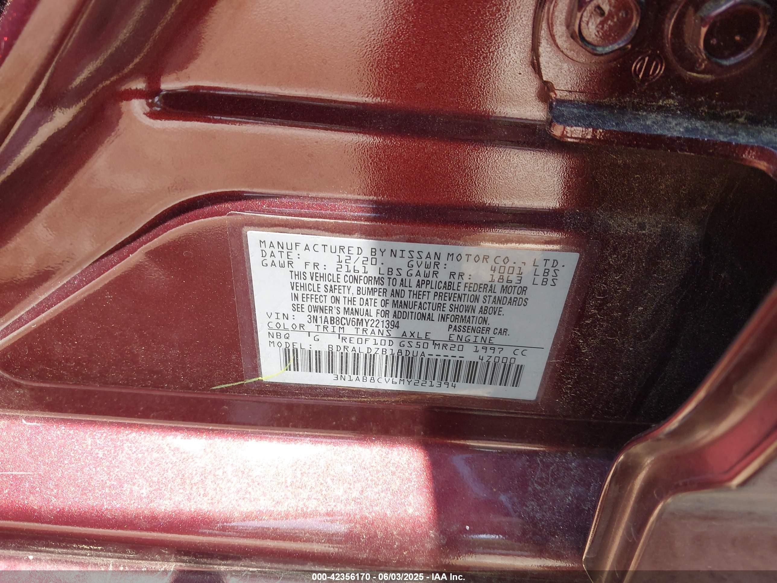 2021 Nissan Sentra Sv Xtronic Cvt Maroon vin: 3N1AB8CV6MY221394