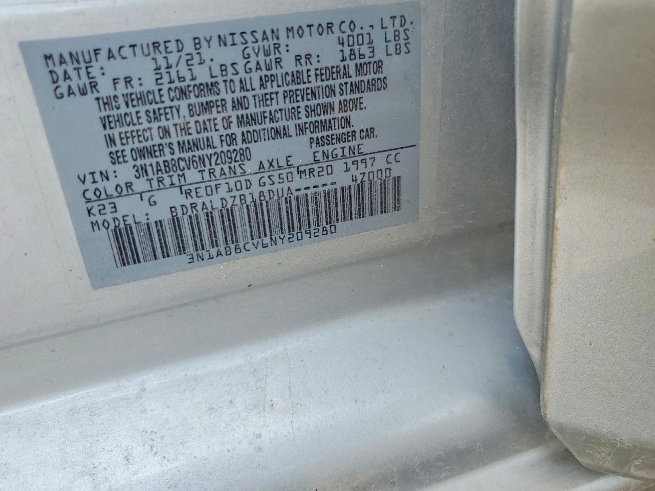 2022 Nissan Sentra Sv Silver vin: 3N1AB8CV6NY209280