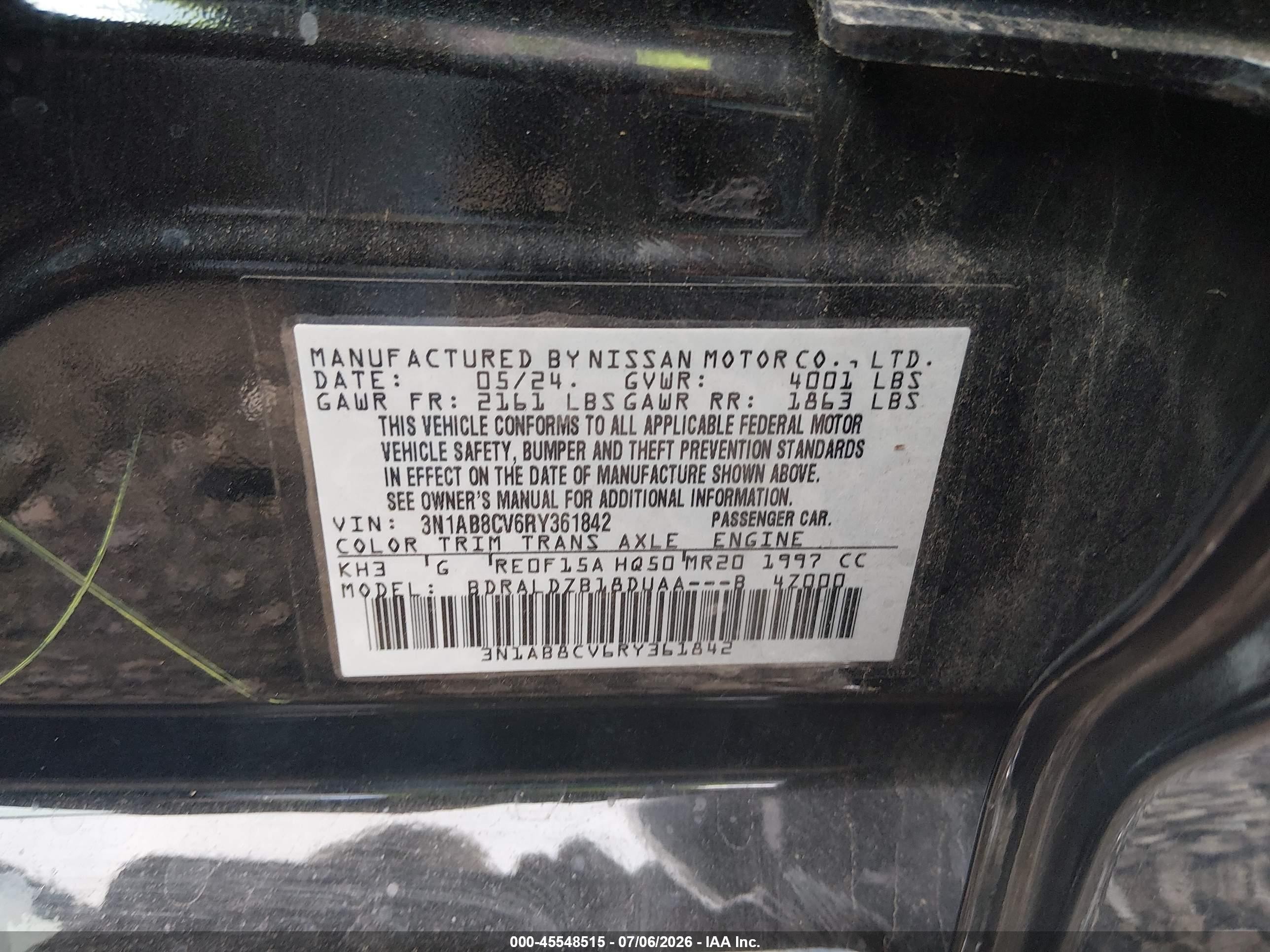 2024 Nissan Sentra Sv Xtronic Cvt Черный vin: 3N1AB8CV6RY361842