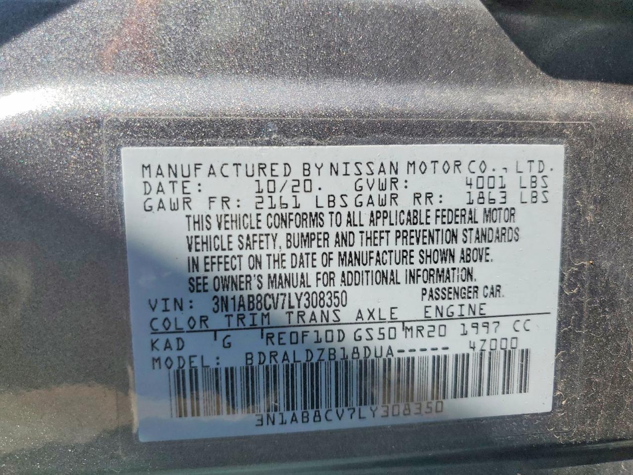 2020 Nissan Sentra Sv Серый vin: 3N1AB8CV7LY308350