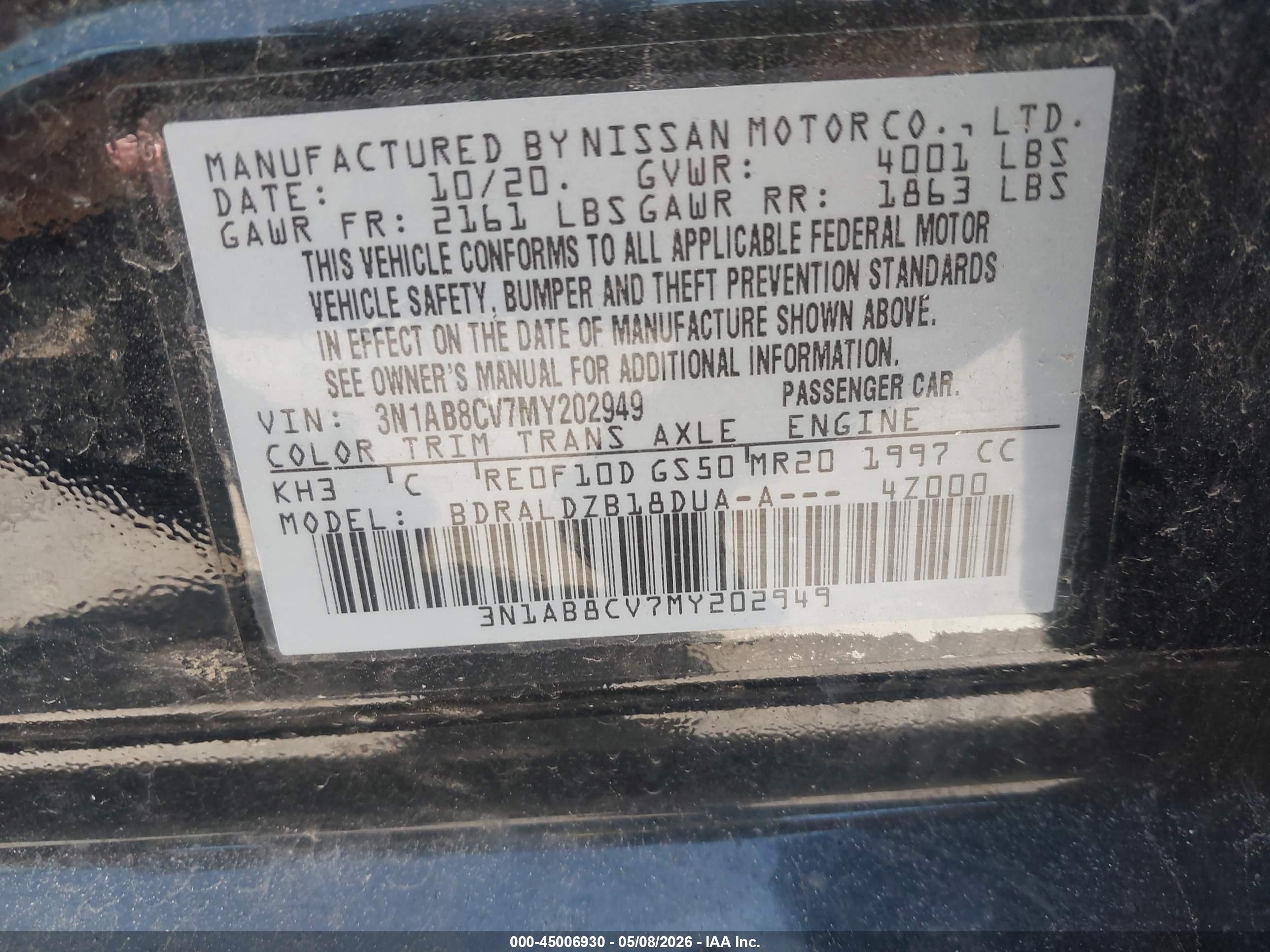 2021 Nissan Sentra Sv Xtronic Cvt Black vin: 3N1AB8CV7MY202949