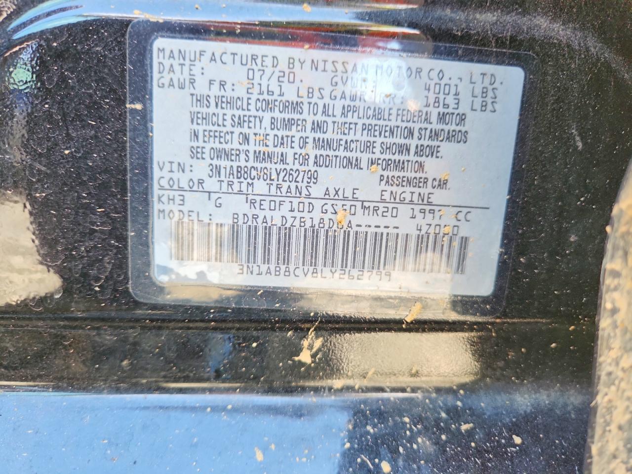 2020 Nissan Sentra Sv Black vin: 3N1AB8CV8LY262799