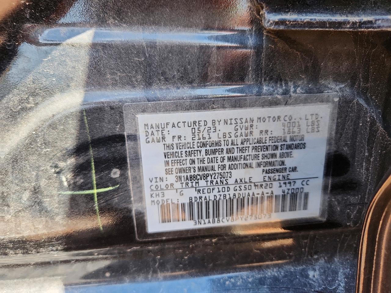 2023 Nissan Sentra Sv Black vin: 3N1AB8CV8PY275073