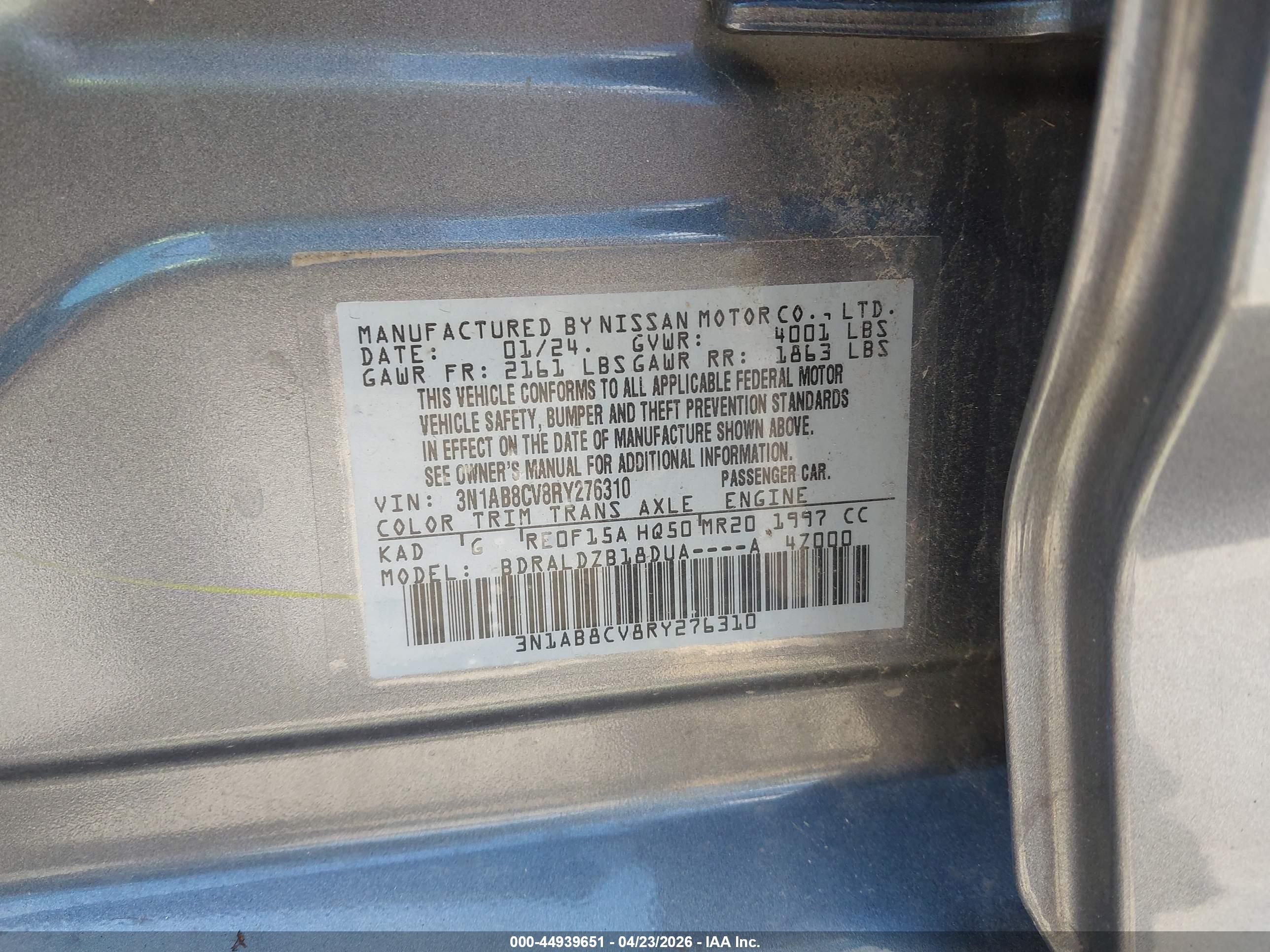 2024 Nissan Sentra Sv Xtronic Cvt Серый vin: 3N1AB8CV8RY276310