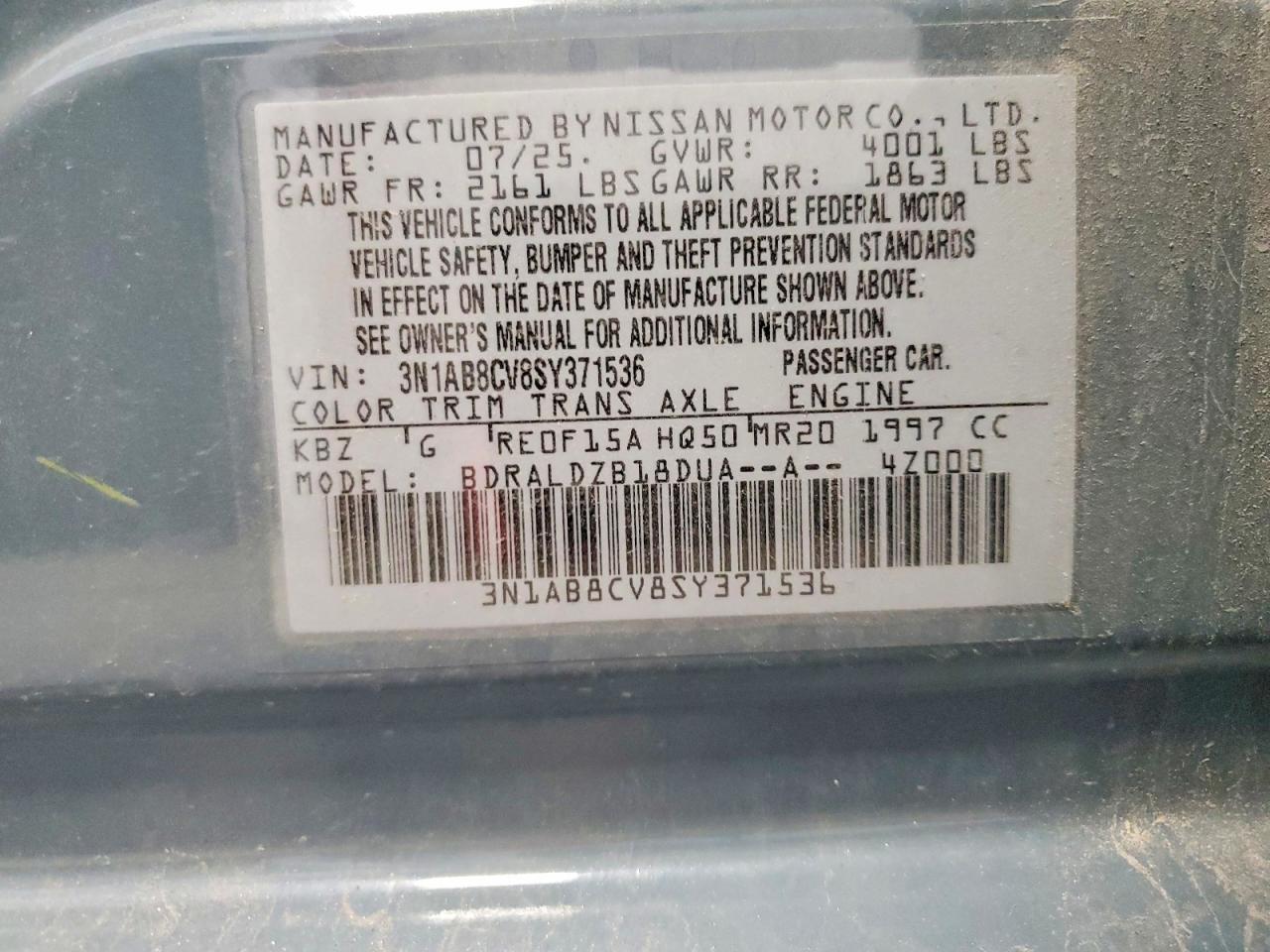 2025 Nissan Sentra Sv Gray vin: 3N1AB8CV8SY371536