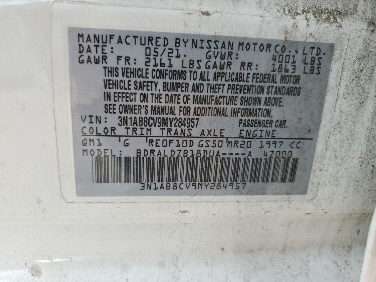 2021 Nissan Sentra Sv White vin: 3N1AB8CV9MY284957