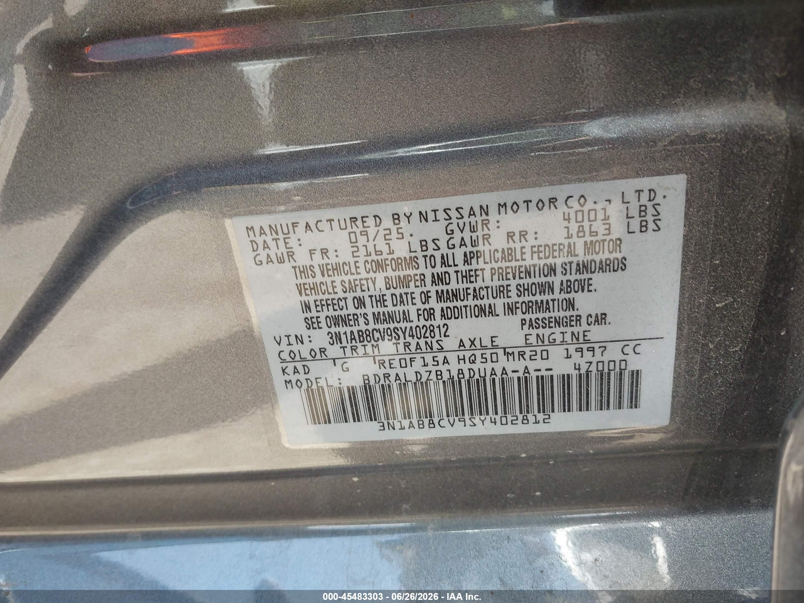 2025 Nissan Sentra Sv Серый vin: 3N1AB8CV9SY402812
