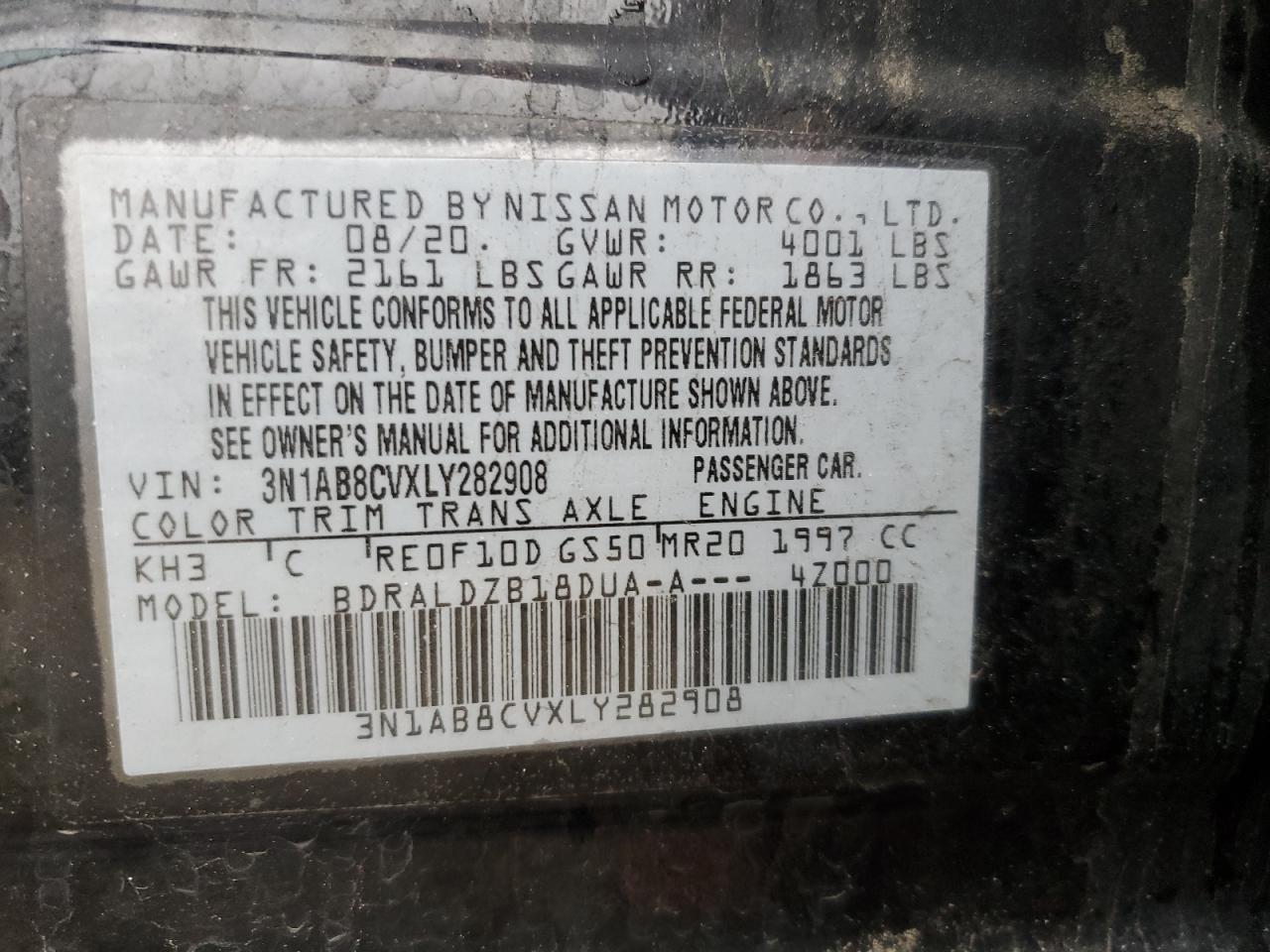 2020 Nissan Sentra Sv Black vin: 3N1AB8CVXLY282908