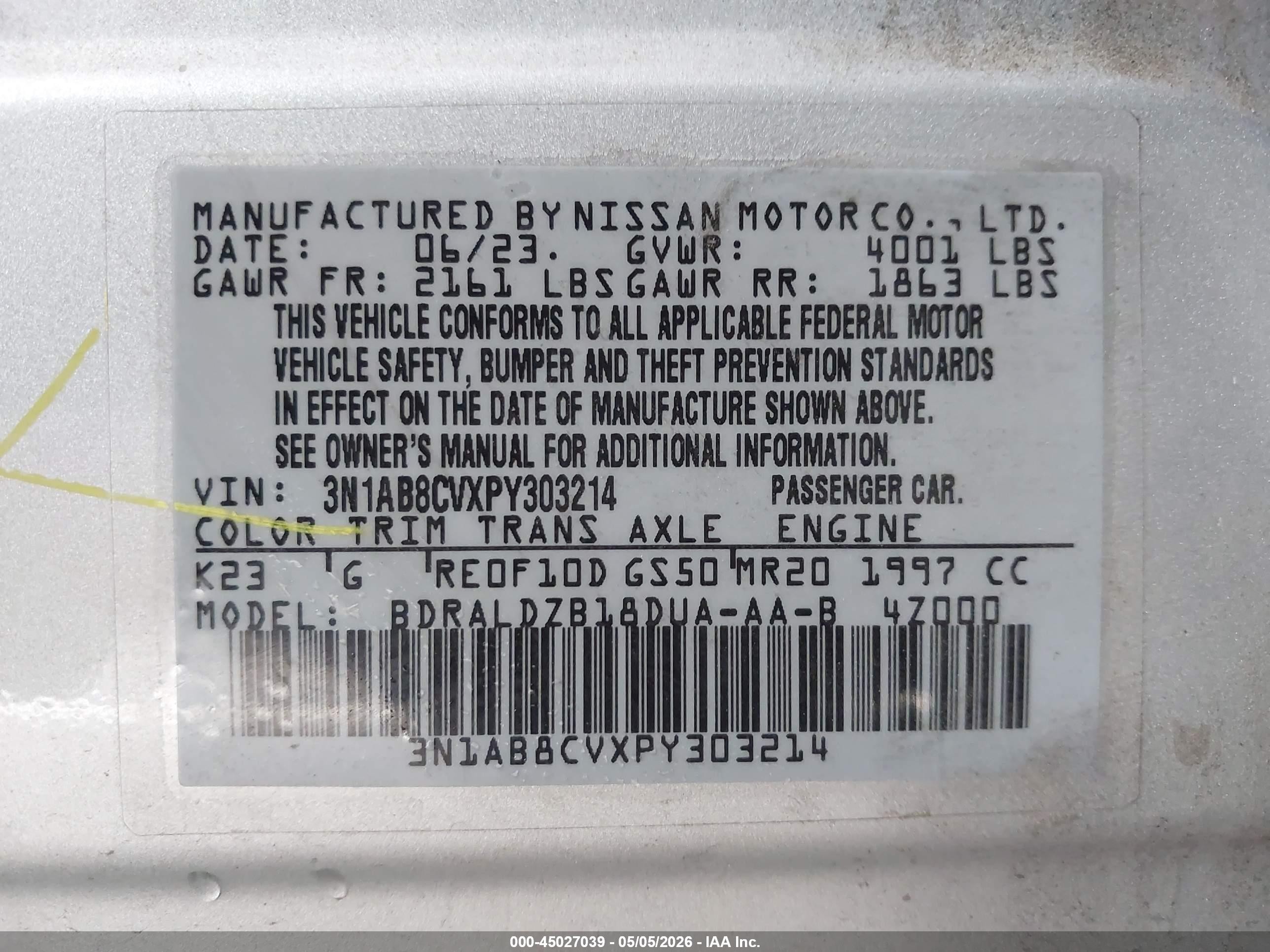 2023 Nissan Sentra Sv Xtronic Cvt Серебряный vin: 3N1AB8CVXPY303214