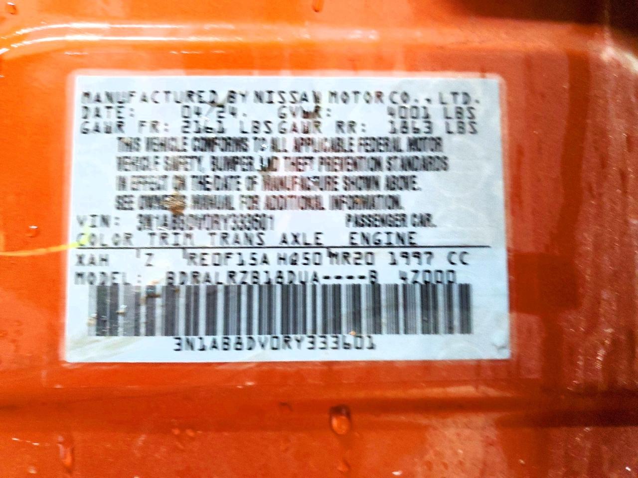 2024 Nissan Sentra Sr Orange vin: 3N1AB8DV0RY333601