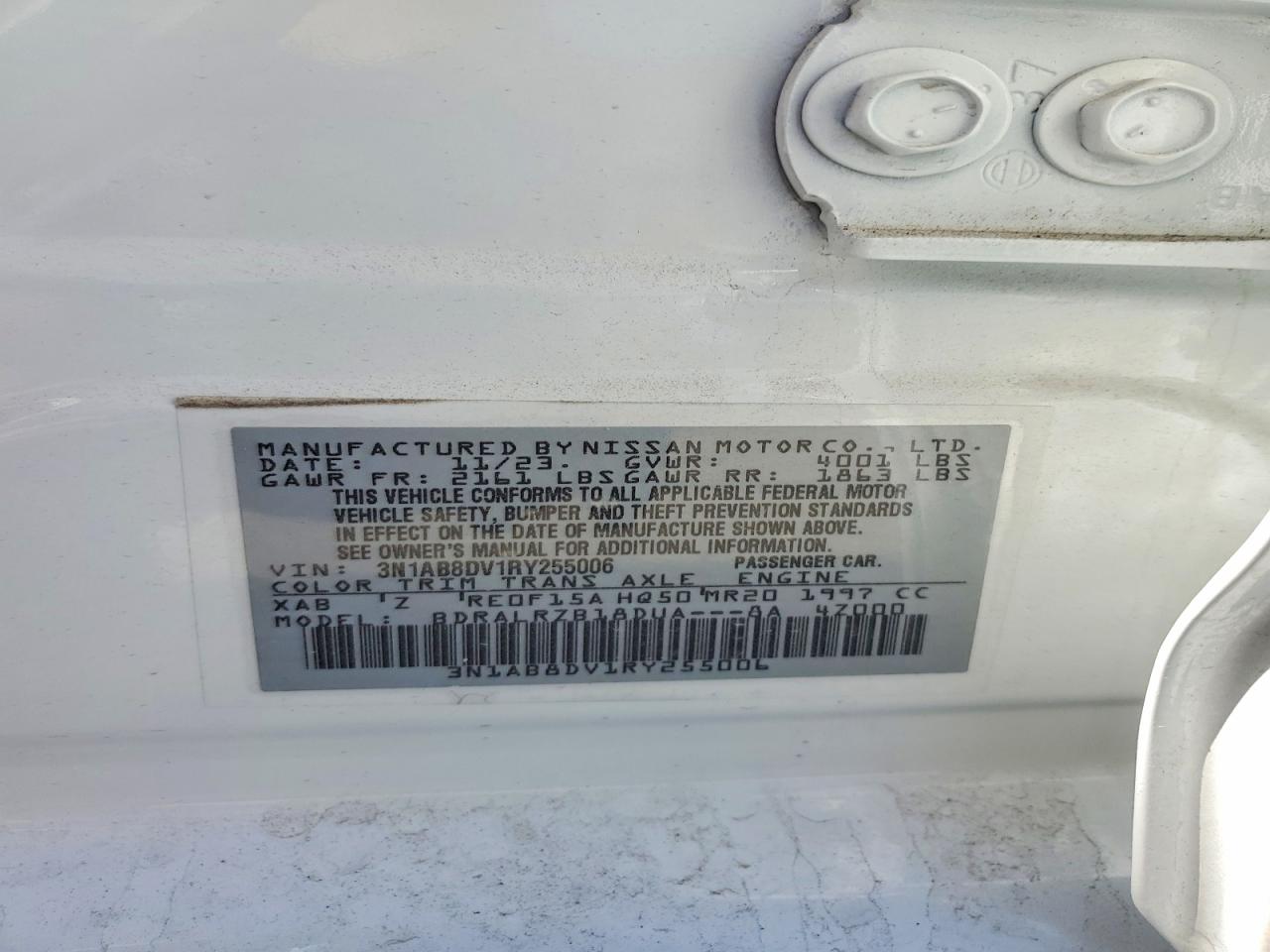 2024 Nissan Sentra Sr Белый vin: 3N1AB8DV1RY255006