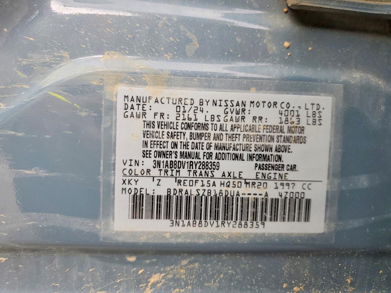 2024 Nissan Sentra Sr Blue vin: 3N1AB8DV1RY288359