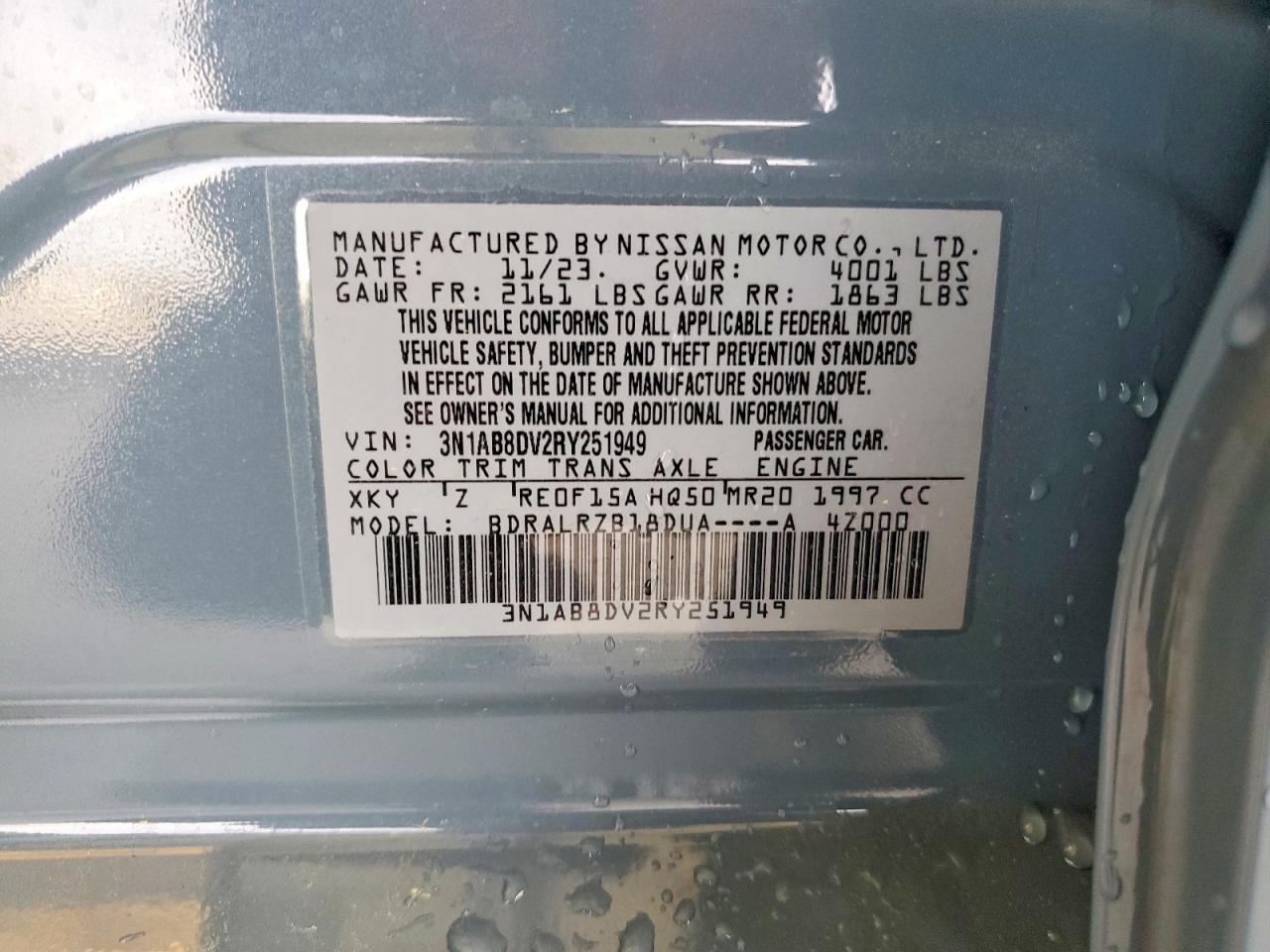 2024 Nissan Sentra Sr Gray vin: 3N1AB8DV2RY251949
