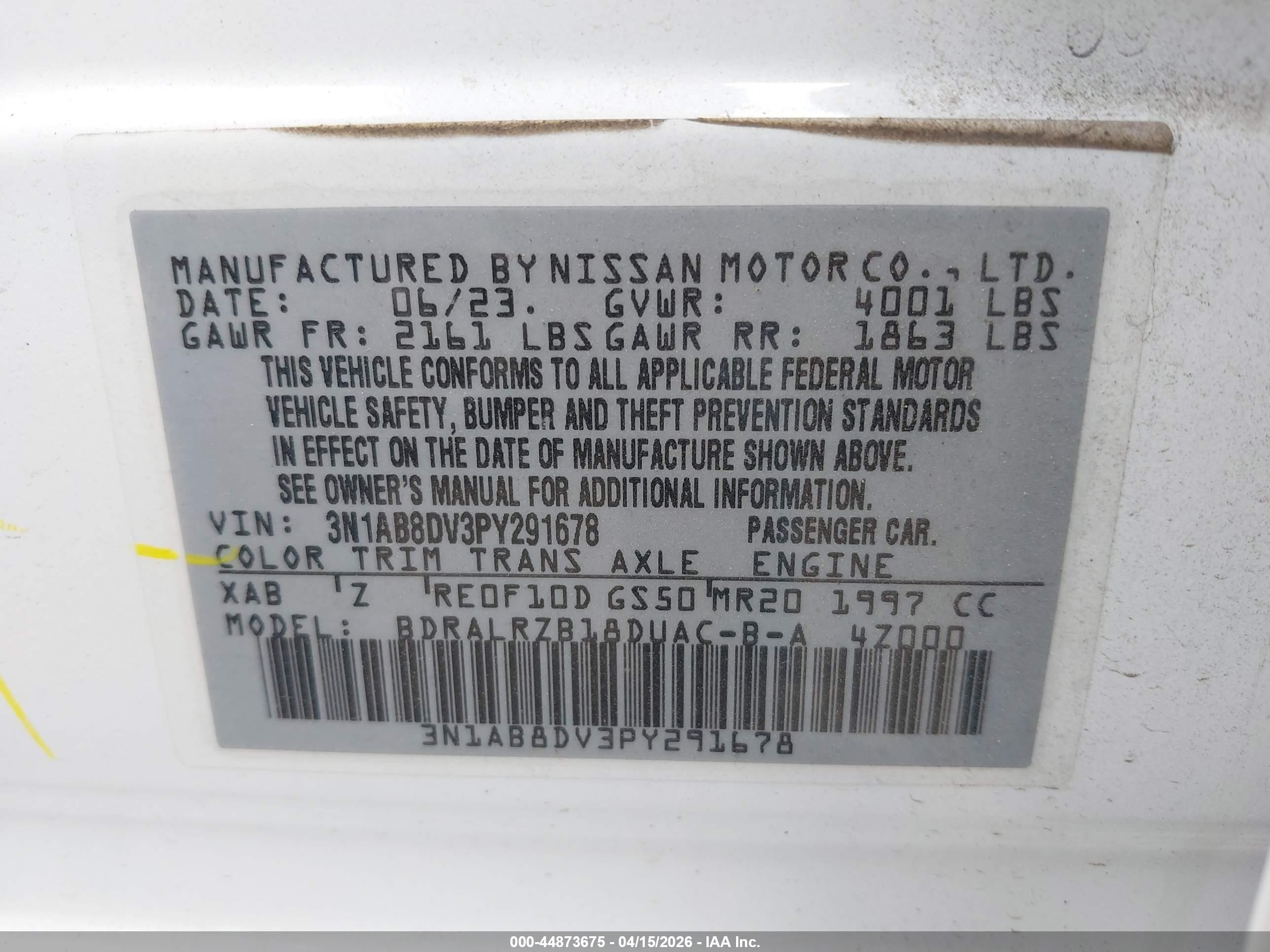 2023 Nissan Sentra Sr Xtronic Cvt White vin: 3N1AB8DV3PY291678