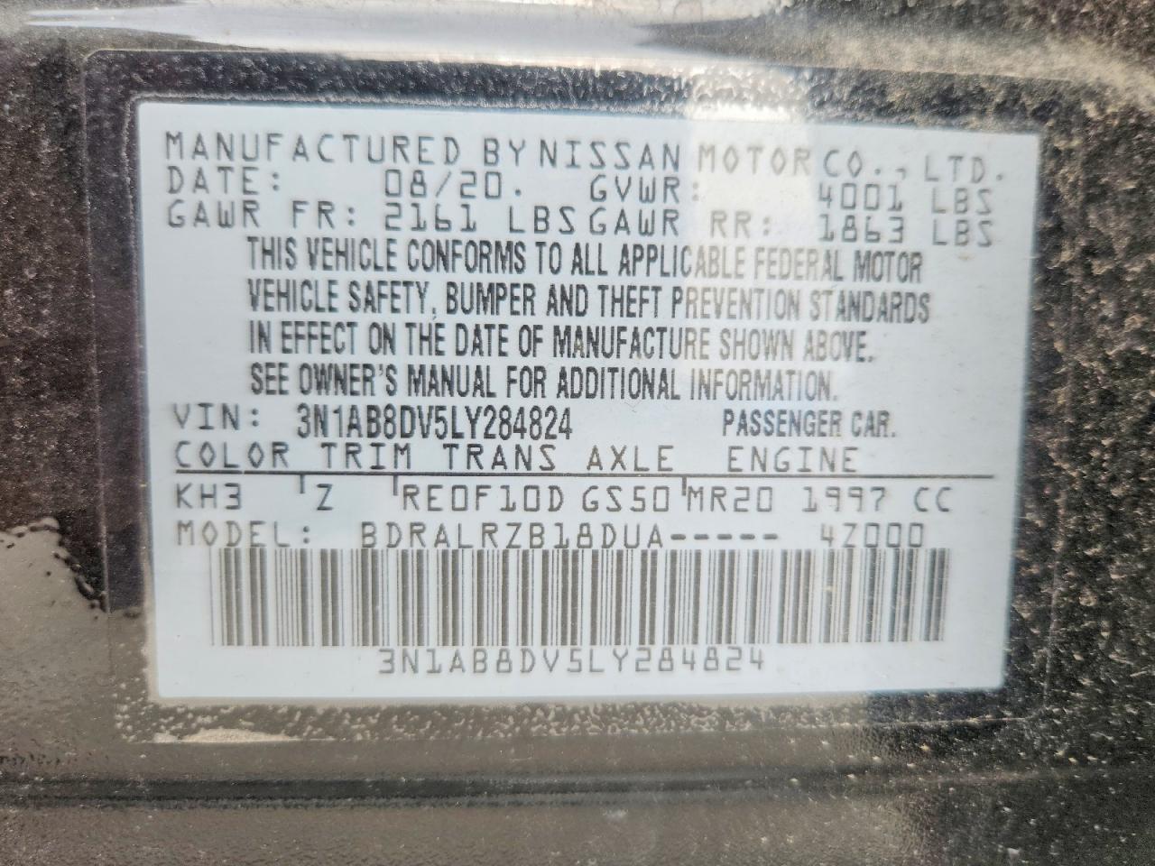 2020 Nissan Sentra Sr Black vin: 3N1AB8DV5LY284824