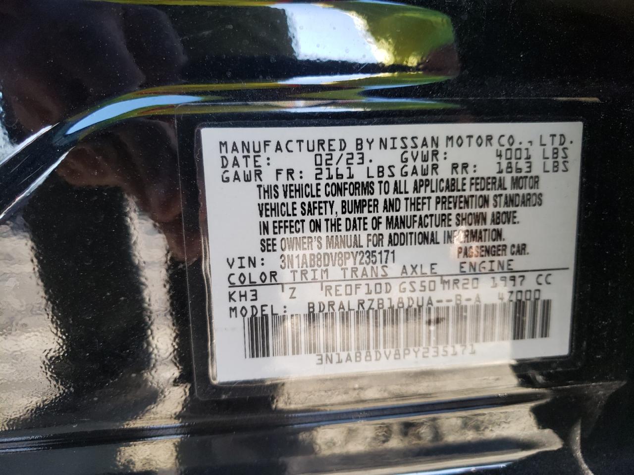 2023 Nissan Sentra Sr Черный vin: 3N1AB8DV8PY235171