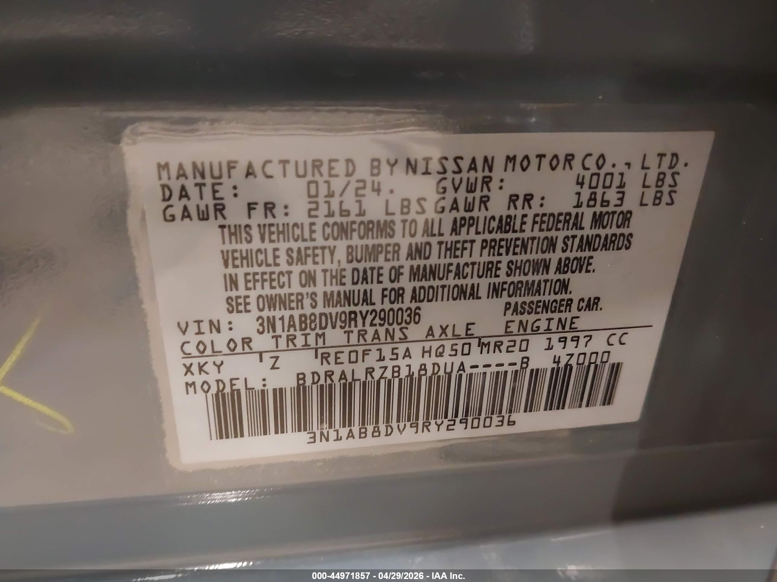 2024 Nissan Sentra Sr Xtronic Cvt Blue vin: 3N1AB8DV9RY290036