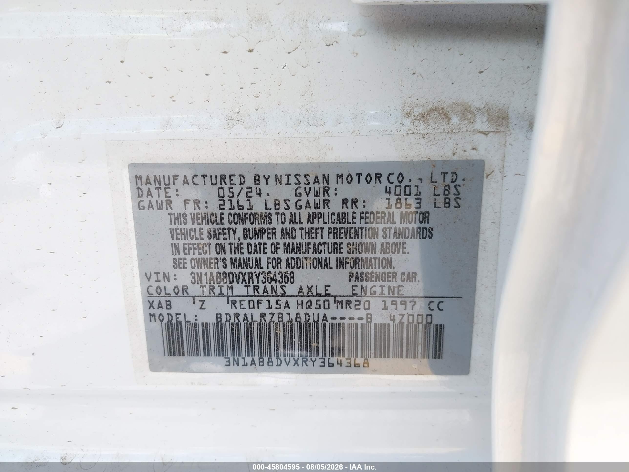 2024 Nissan Sentra Sr Xtronic Cvt White vin: 3N1AB8DVXRY364368