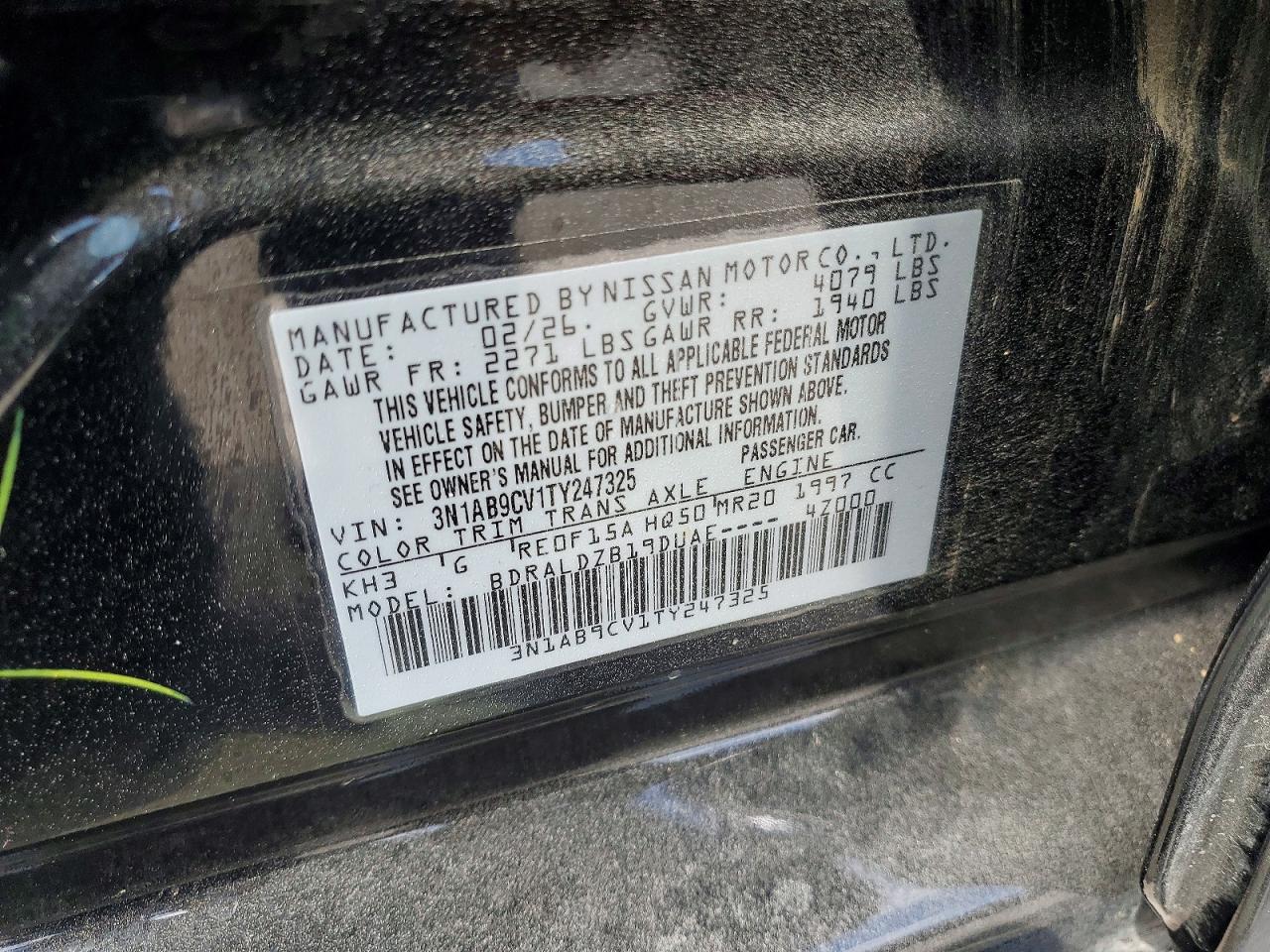 2026 Nissan Sentra Sv Black vin: 3N1AB9CV1TY247325