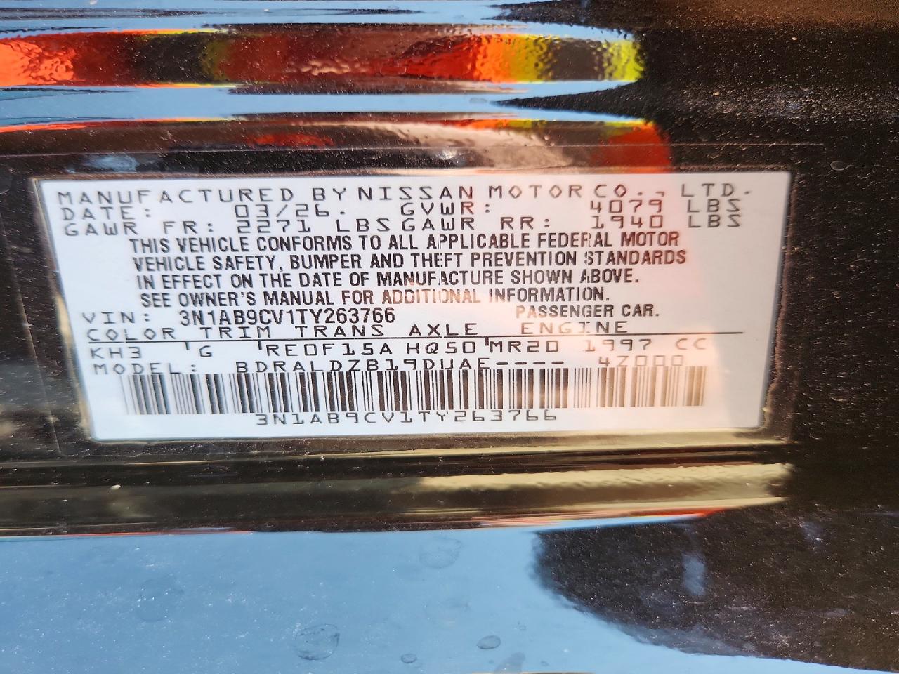 2026 Nissan Sentra Sv Black vin: 3N1AB9CV1TY263766