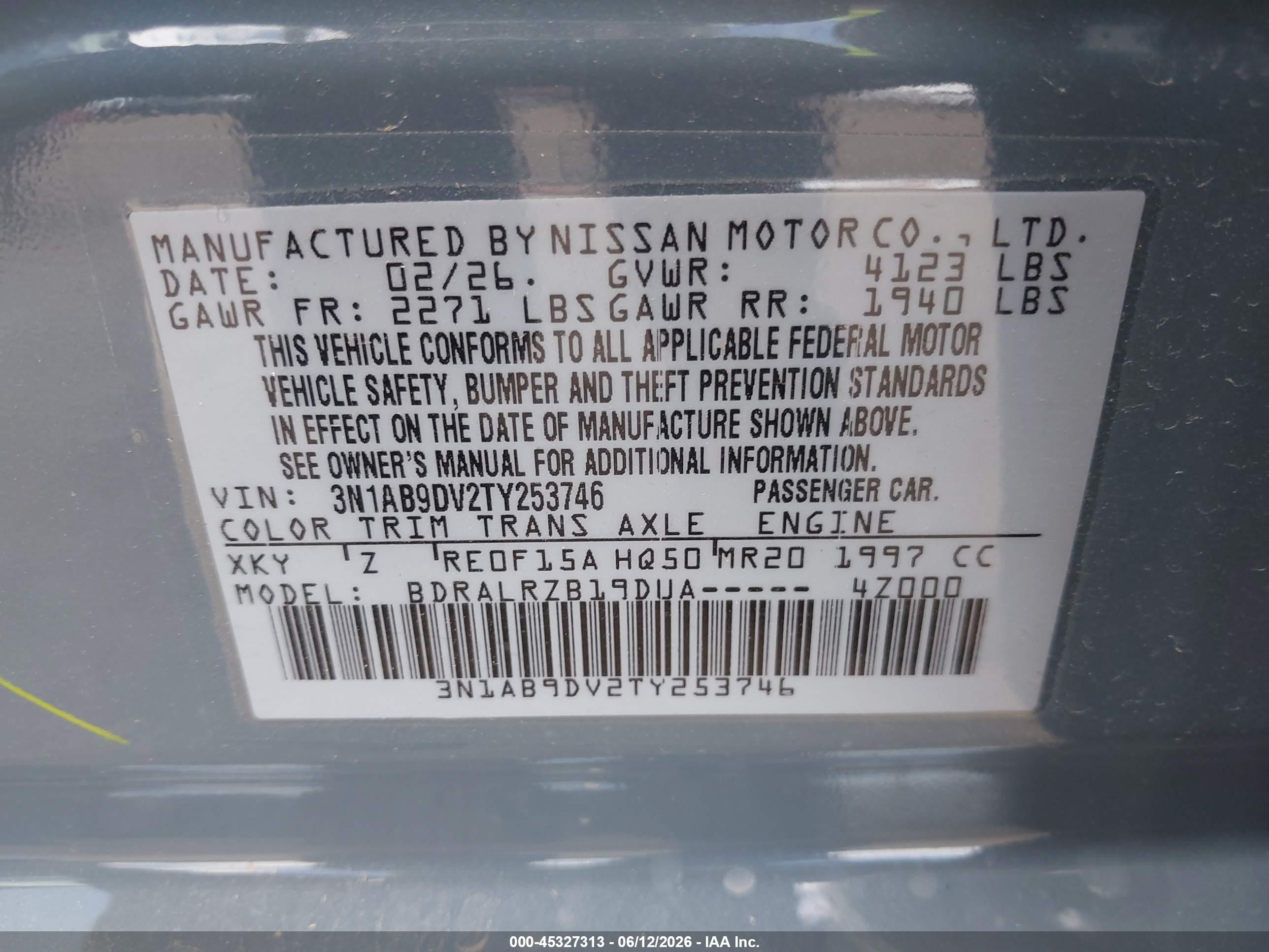 2026 Nissan Sentra Sr Blue vin: 3N1AB9DV2TY253746