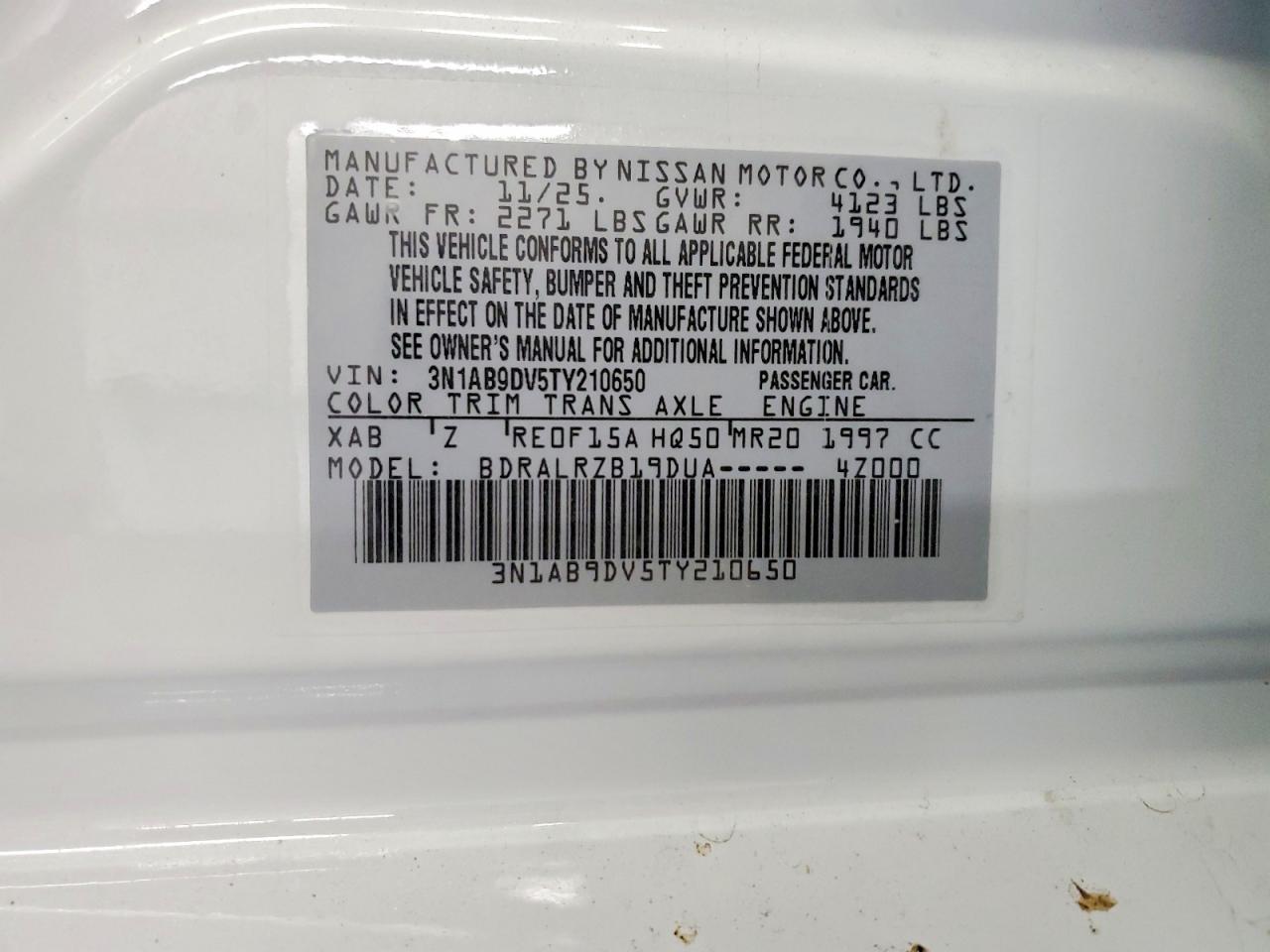 2026 Nissan Sentra Sr White vin: 3N1AB9DV5TY210650