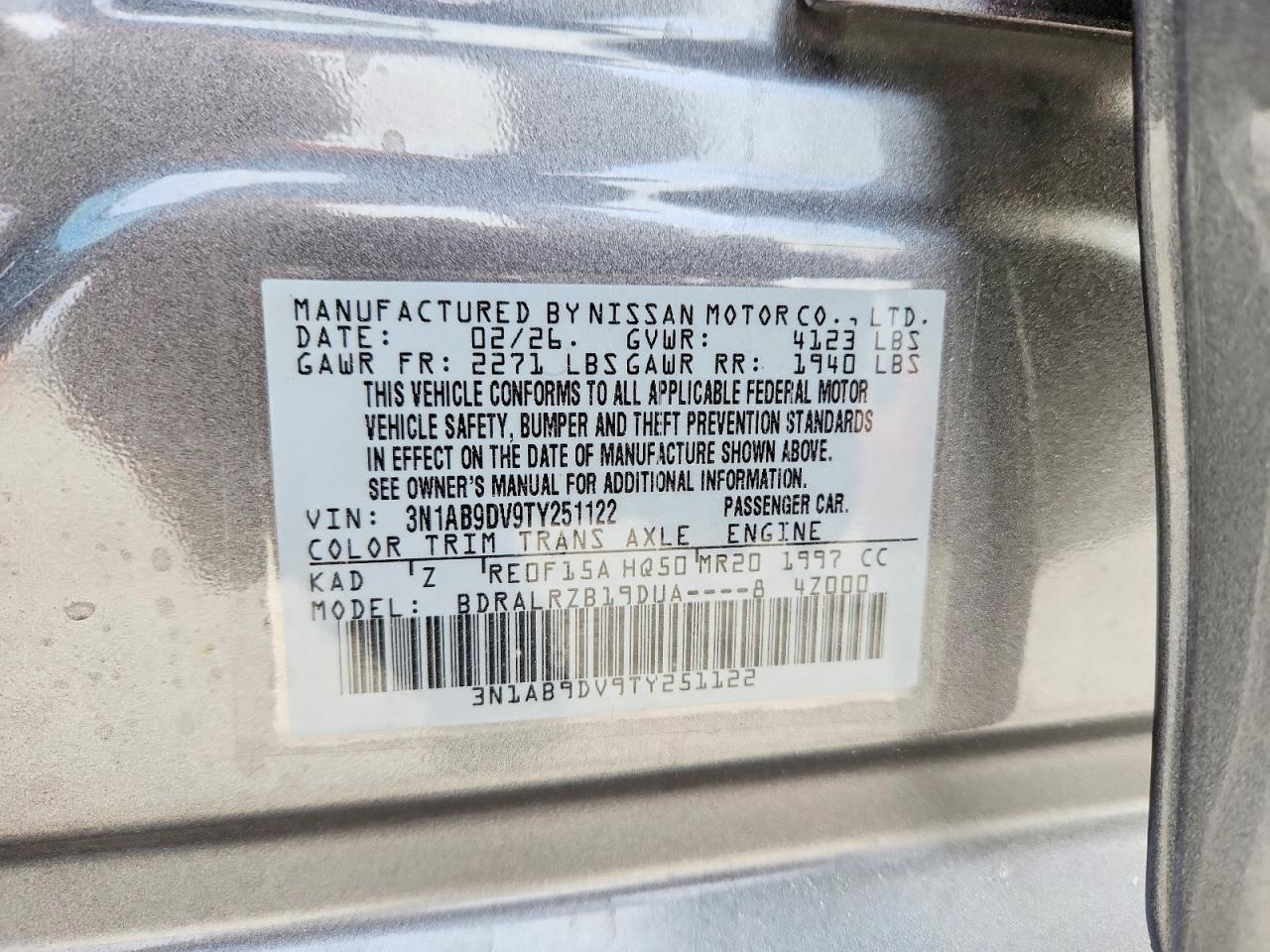 2026 Nissan Sentra Sr Gray vin: 3N1AB9DV9TY251122