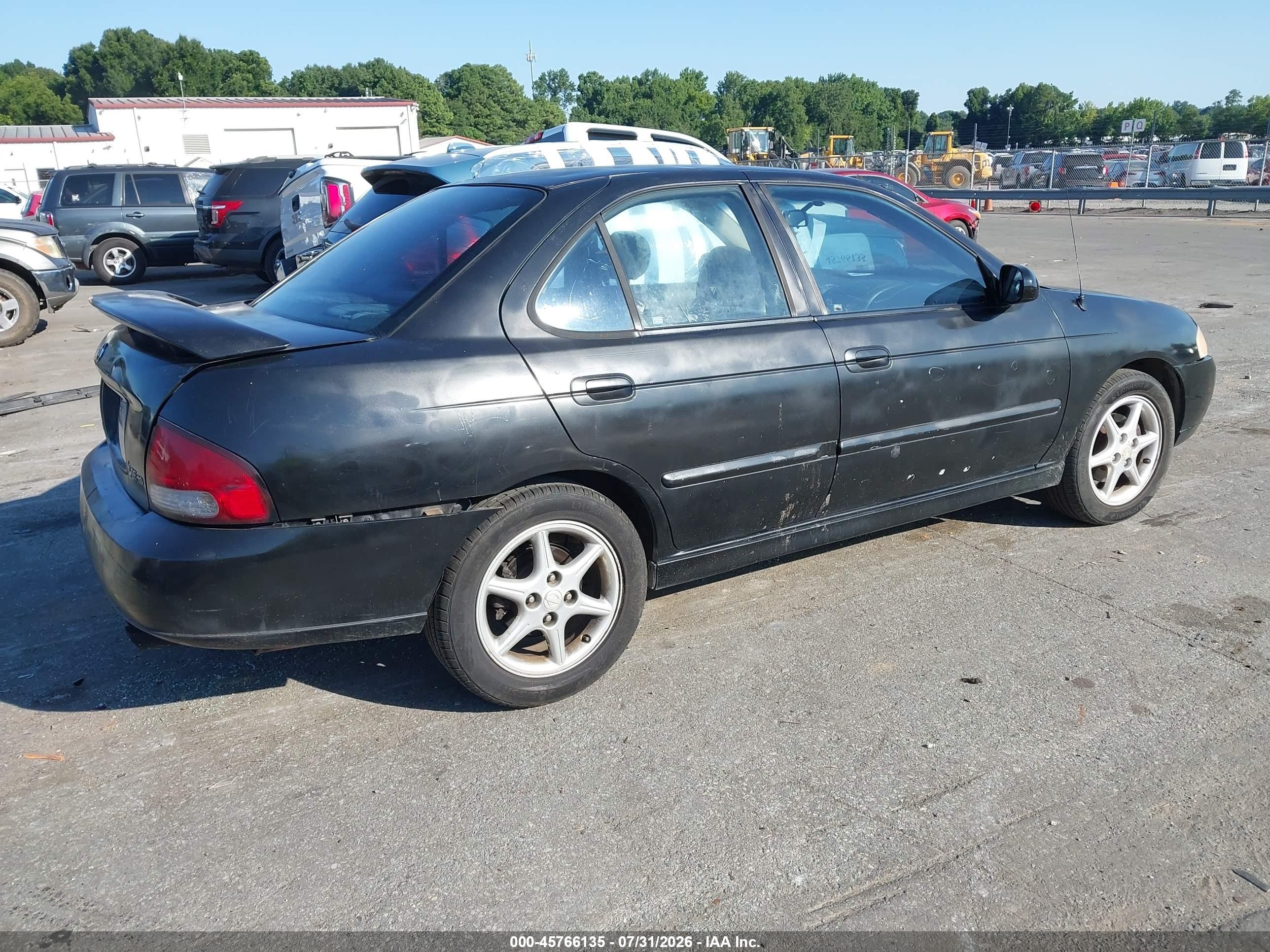 2001 Nissan Sentra Se Black vin: 3N1BB51DX1L120347