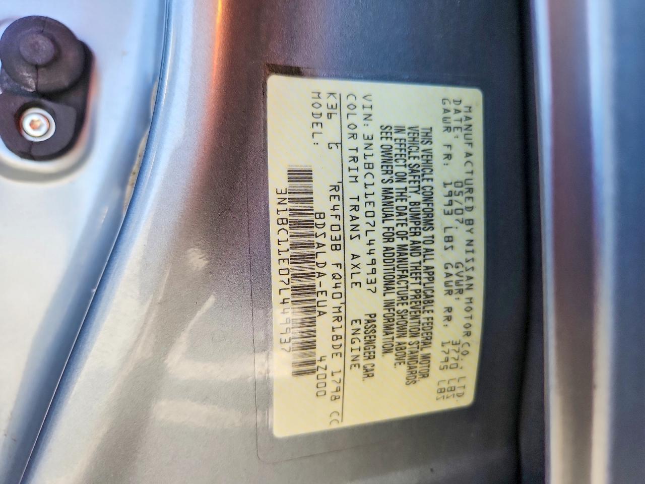 2007 Nissan Versa 1.8 S Gray vin: 3N1BC11E07L449937