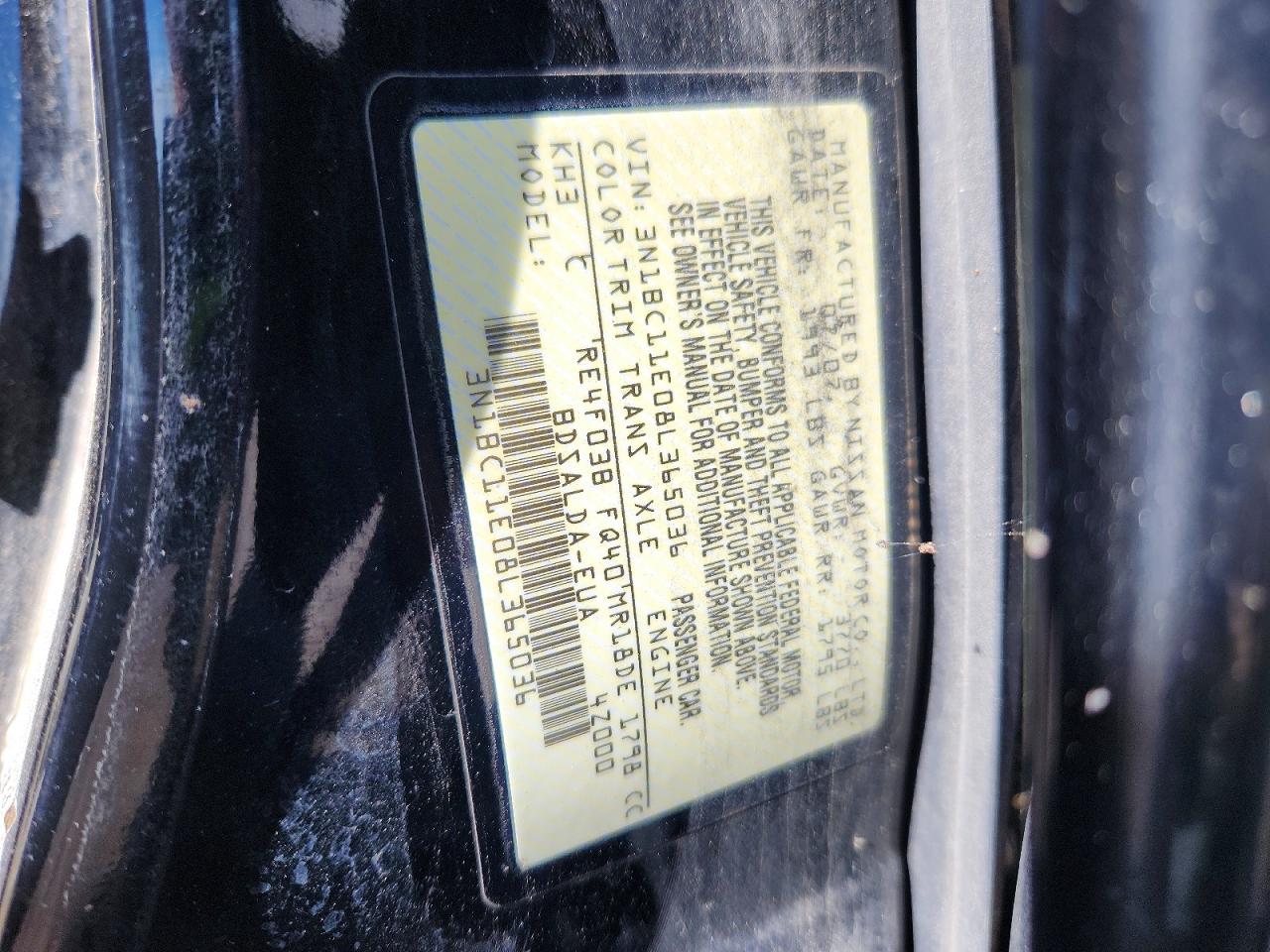 2008 Nissan Versa 1.8 S Black vin: 3N1BC11E08L365036