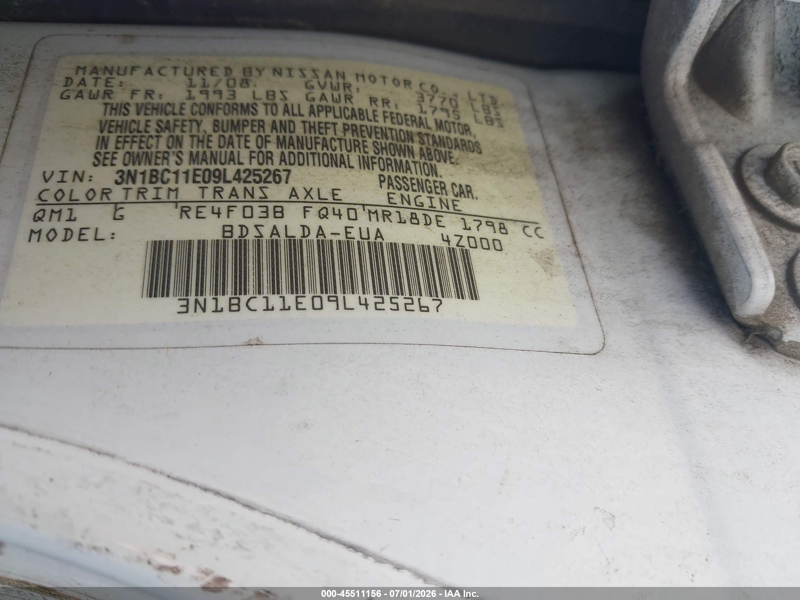 2009 Nissan Versa 1.8s White vin: 3N1BC11E09L425267
