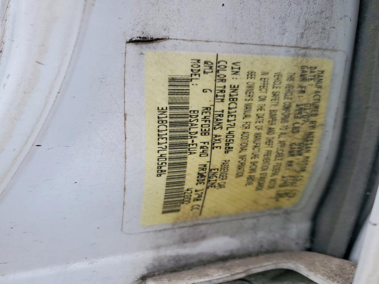2007 Nissan Versa 1.8 S White vin: 3N1BC11E17L405686