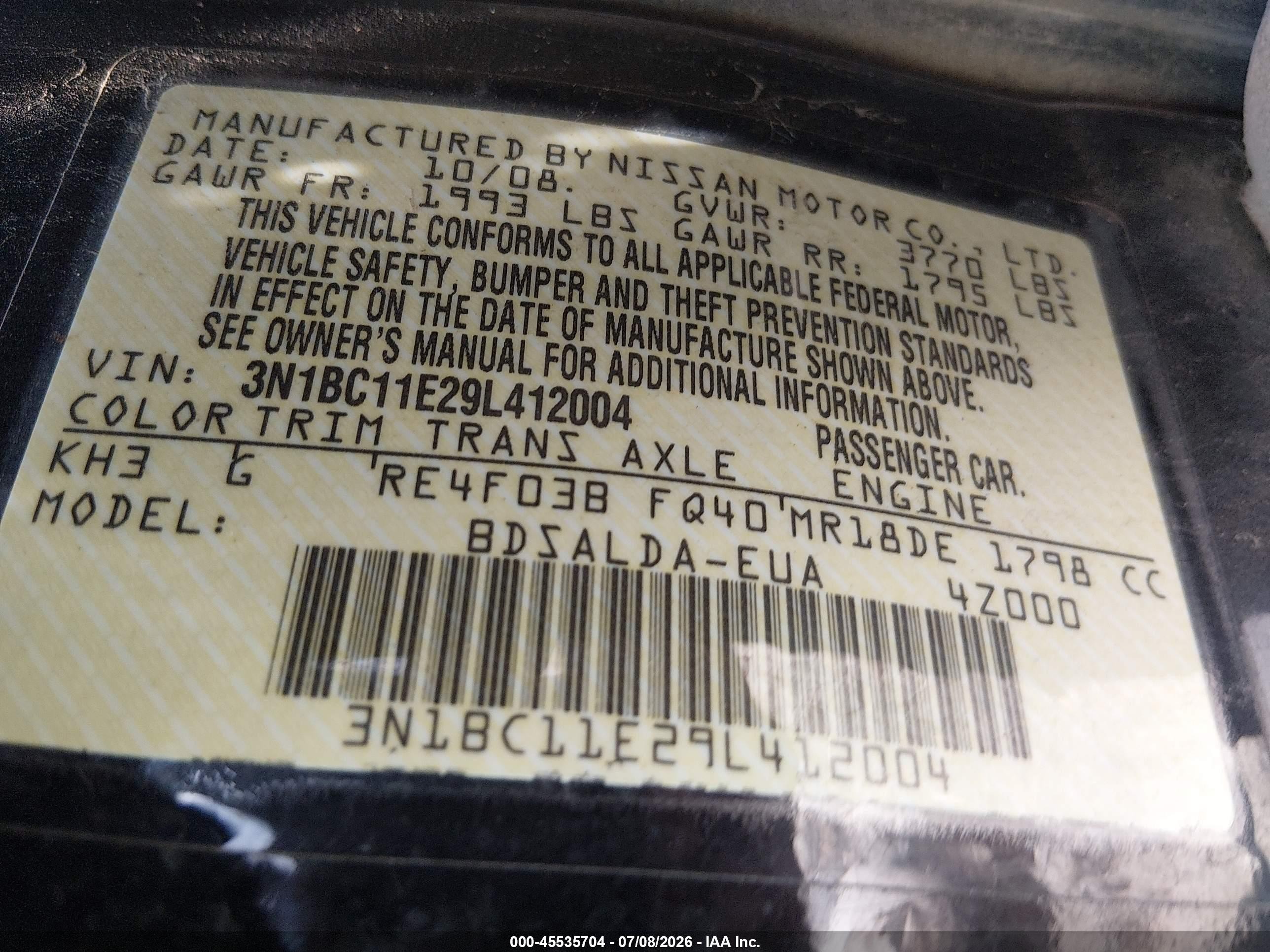 2009 Nissan Versa 1.8s Black vin: 3N1BC11E29L412004