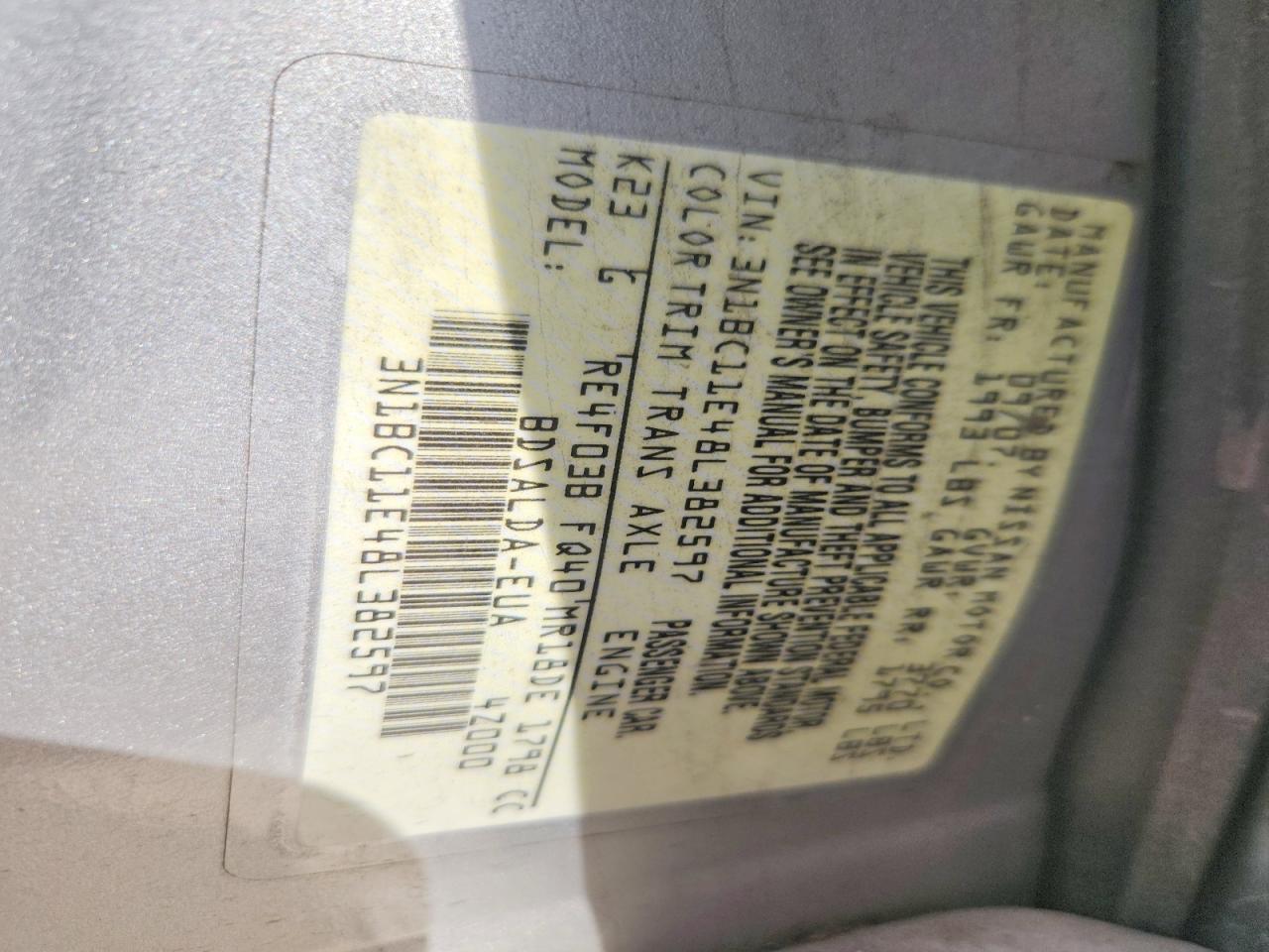2008 Nissan Versa 1.8 S Silver vin: 3N1BC11E48L382597