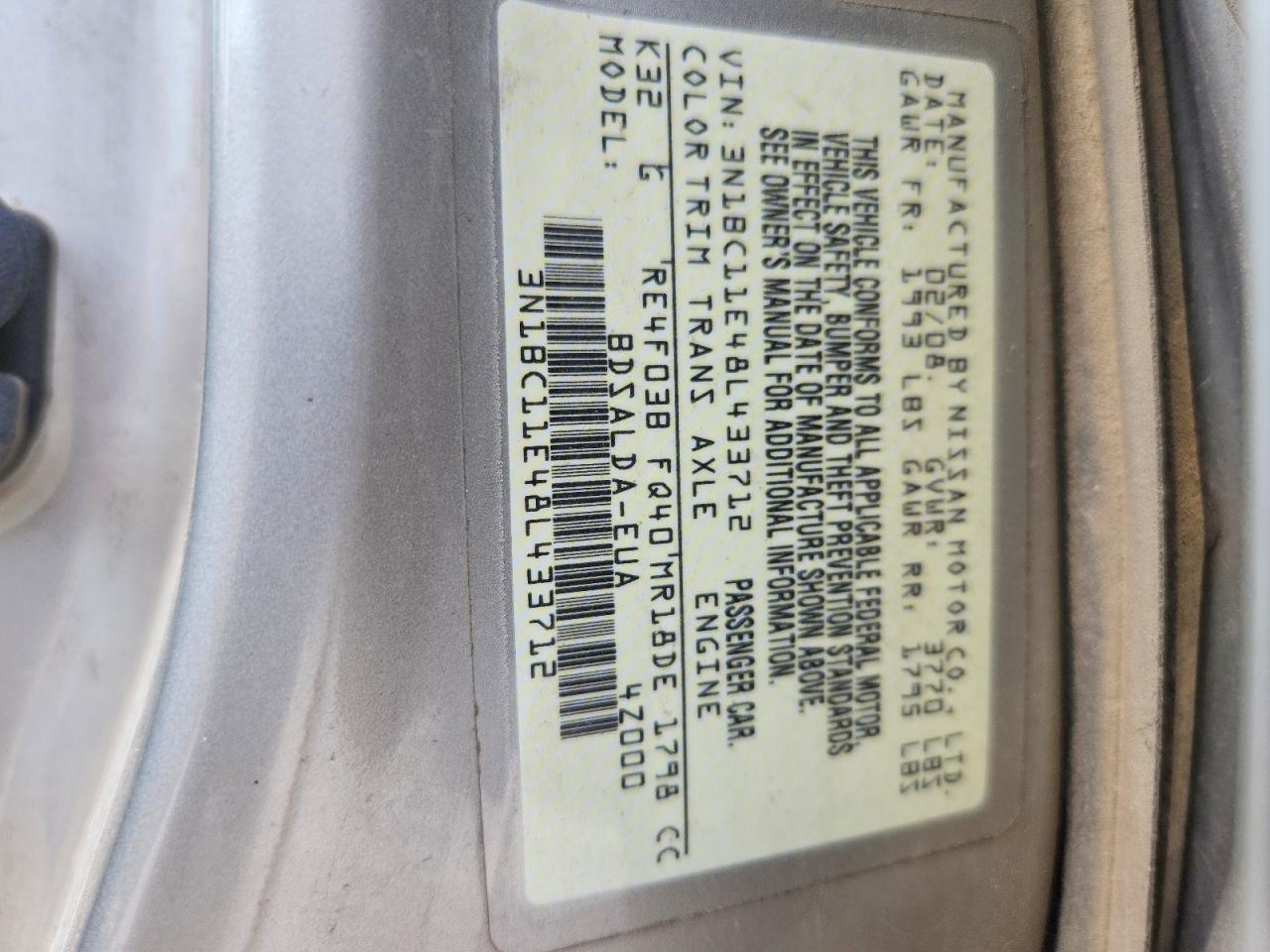 2008 Nissan Versa 1.8 S Tan vin: 3N1BC11E48L433712