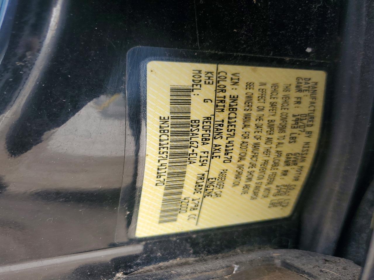 2007 Nissan Versa 1.8 S Черный vin: 3N1BC11E57L411670