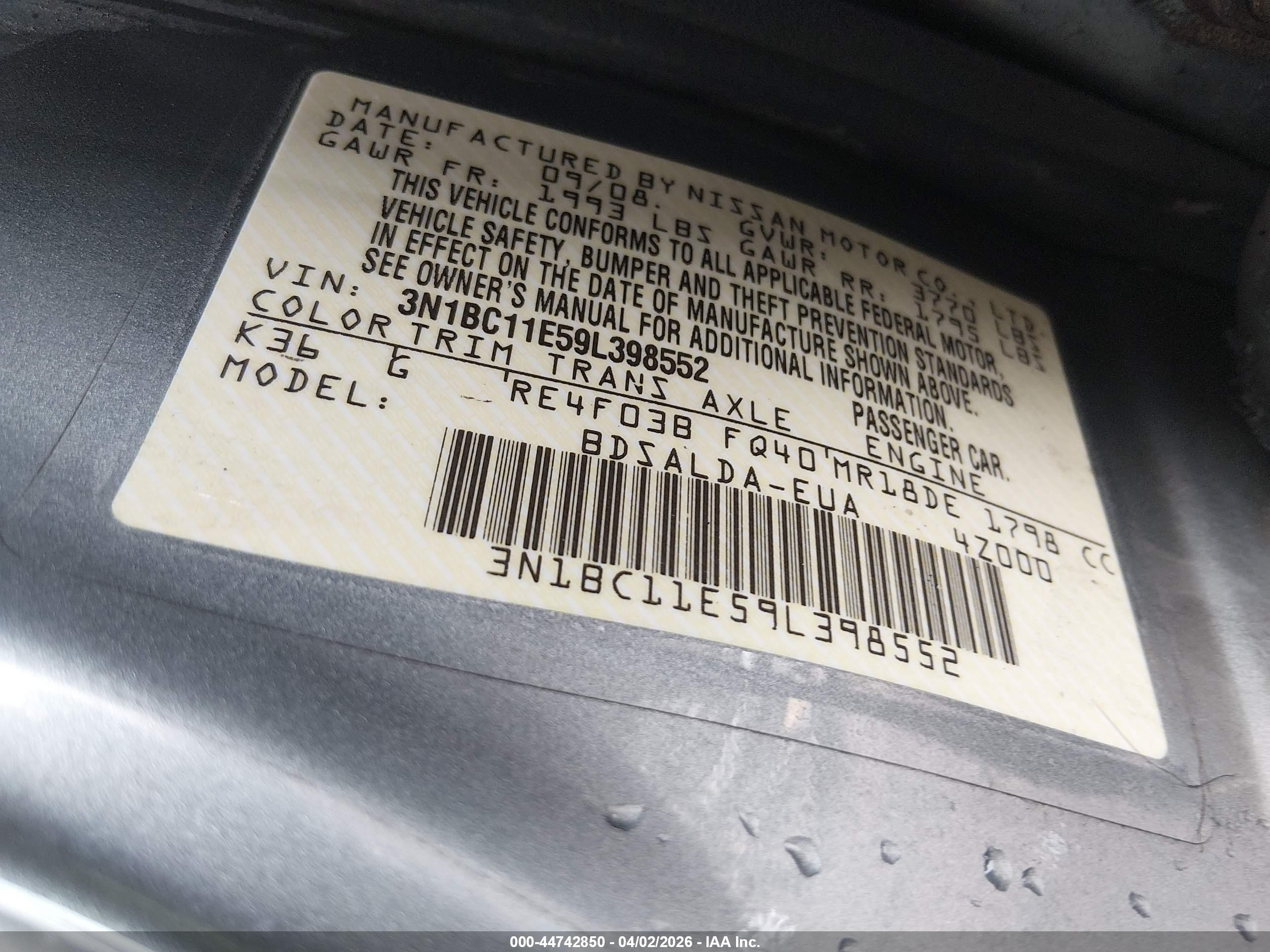 2009 Nissan Versa 1.8s Silver vin: 3N1BC11E59L398552