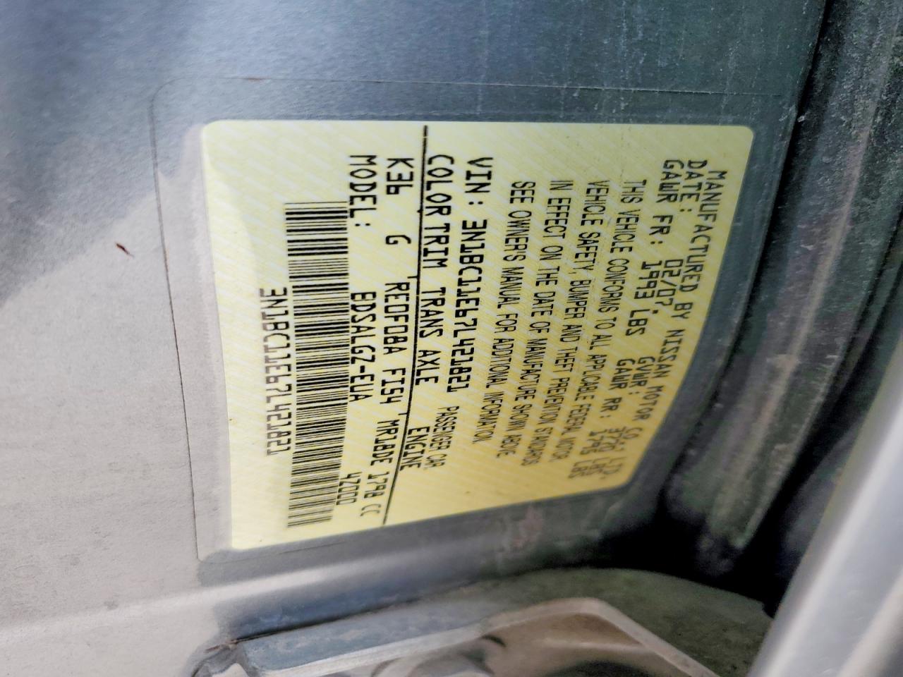 2007 Nissan Versa 1.8 S Silver vin: 3N1BC11E67L421821