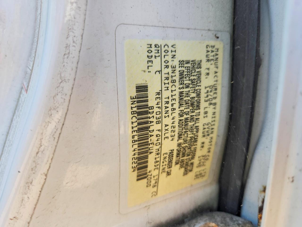 2008 Nissan Versa 1.8 S White vin: 3N1BC11E68L442234