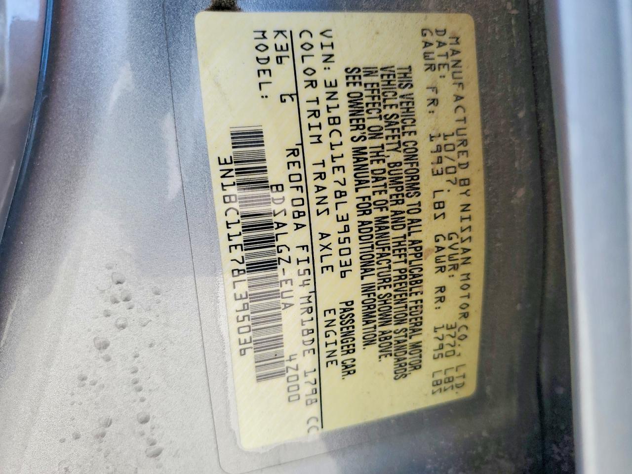 2008 Nissan Versa 1.8 S Silver vin: 3N1BC11E78L395036