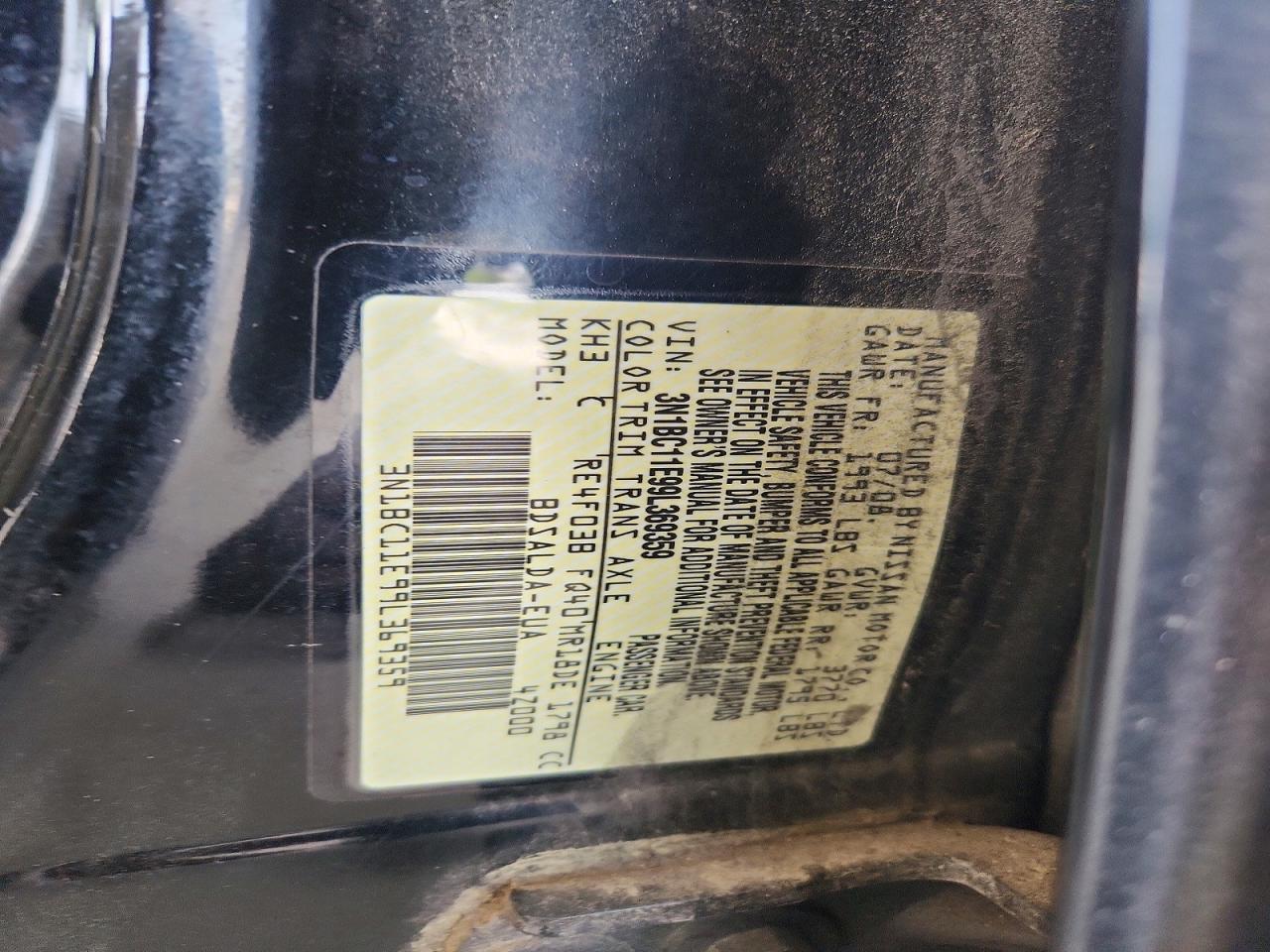 2009 Nissan Versa 1.8 S Черный vin: 3N1BC11E99L369359