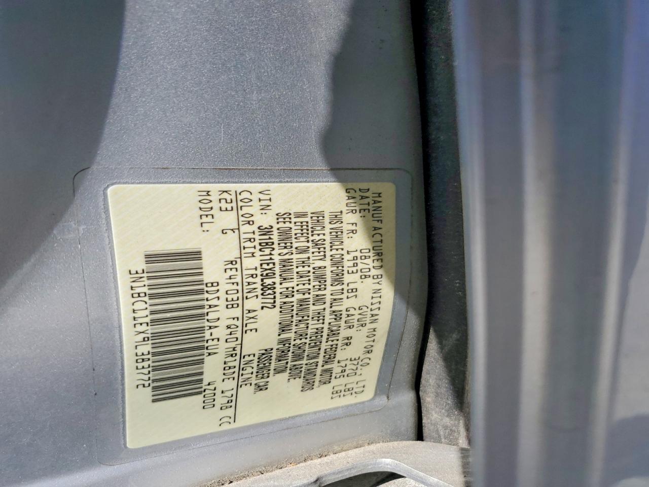 2009 Nissan Versa 1.8 S Silver vin: 3N1BC11EX9L383772